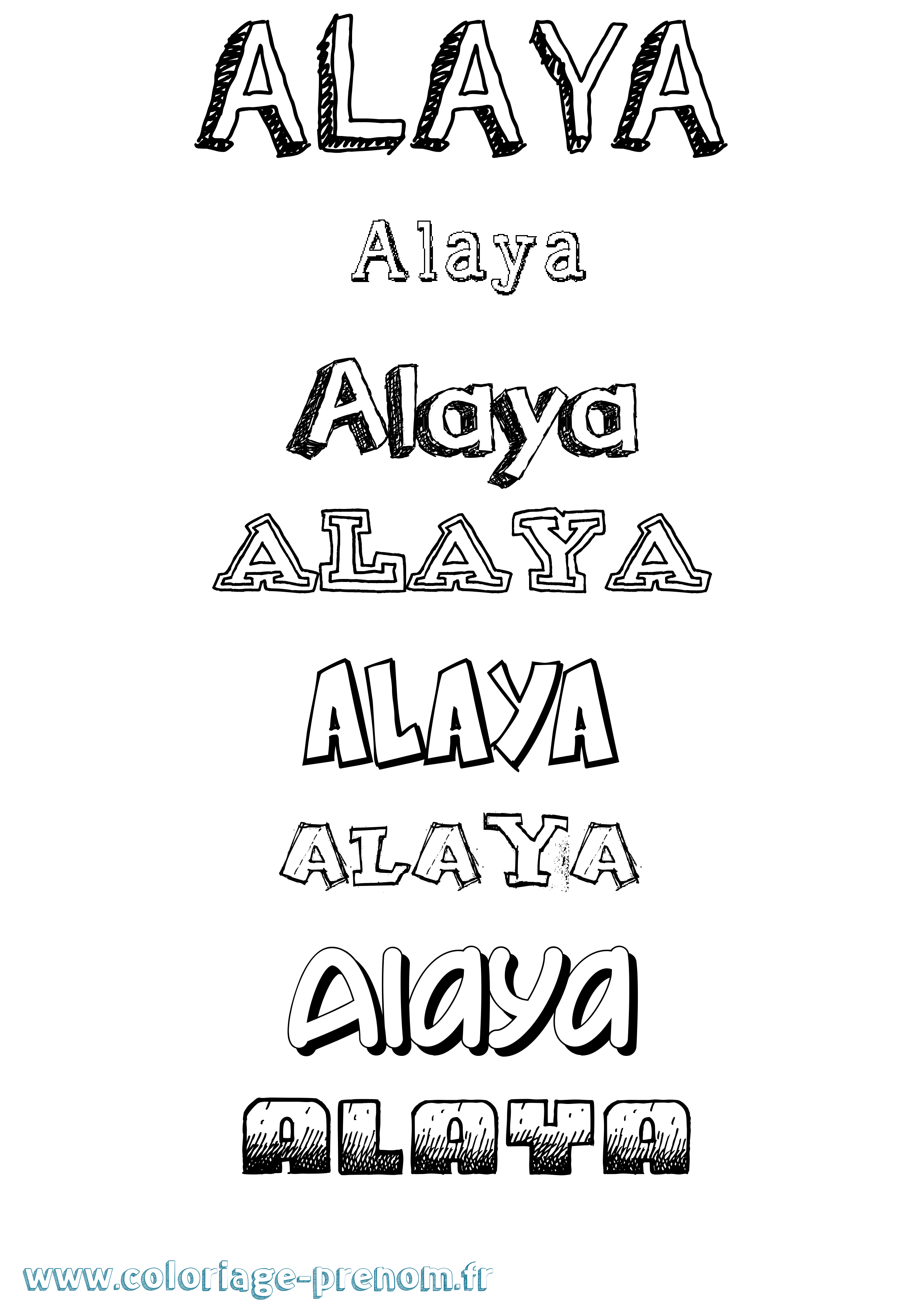 Coloriage prénom Alaya Dessiné