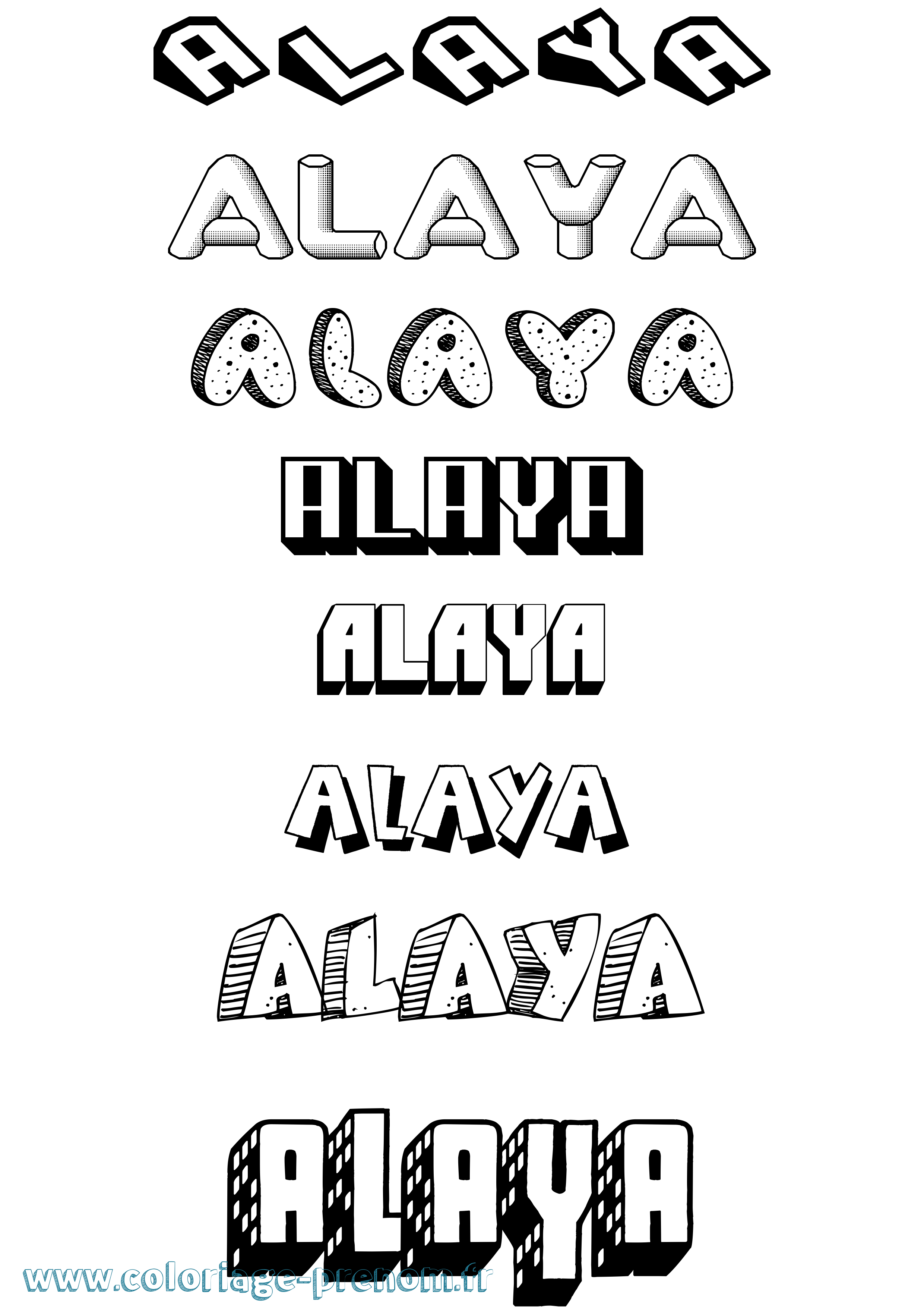 Coloriage prénom Alaya Effet 3D