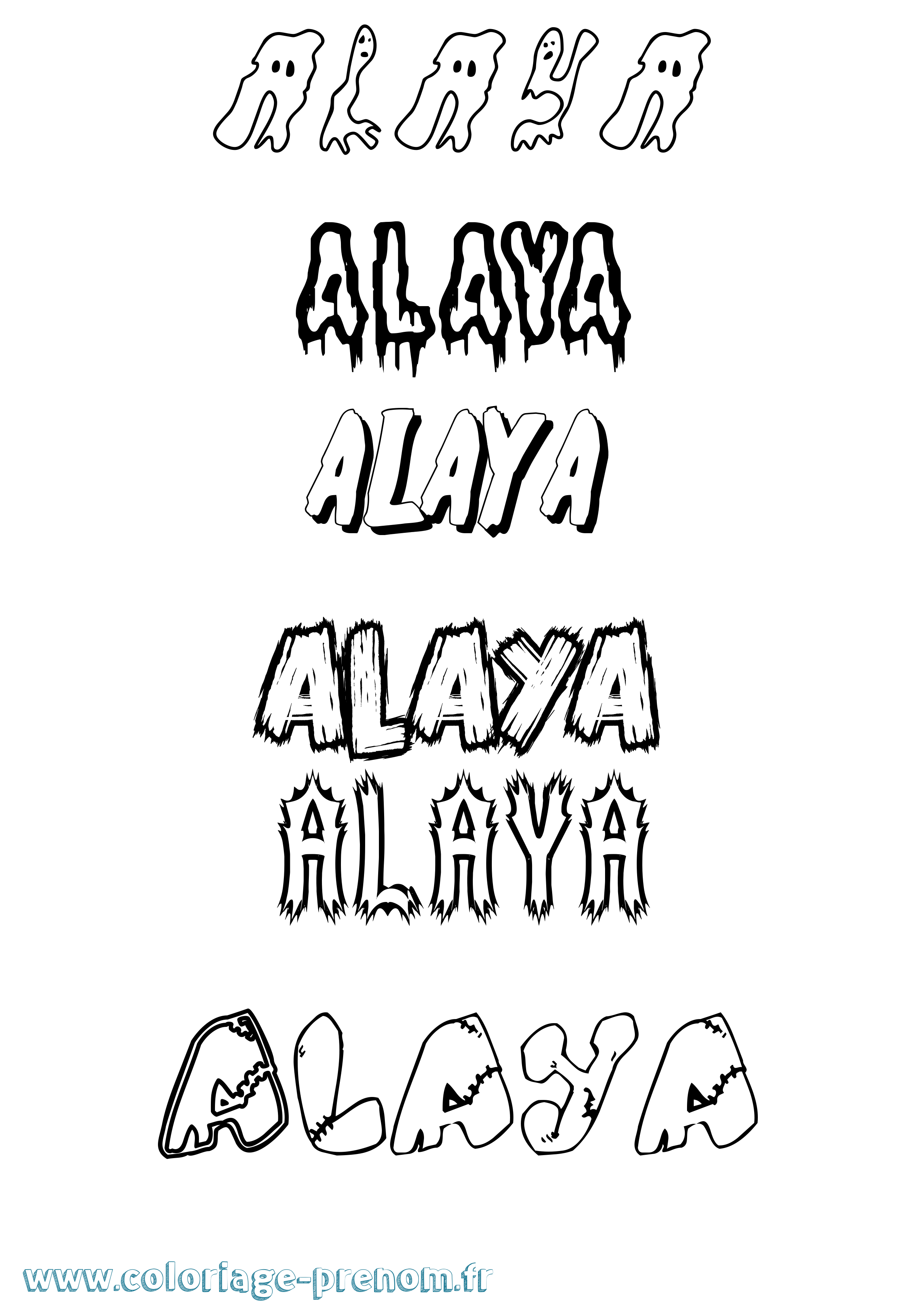 Coloriage prénom Alaya Frisson
