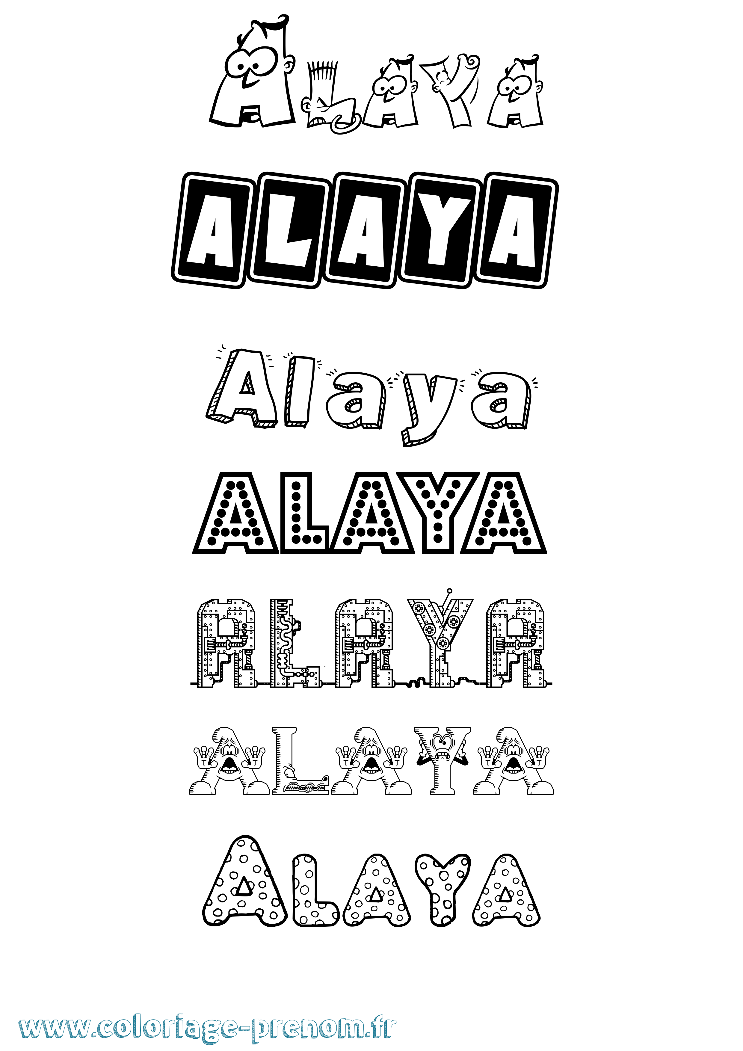 Coloriage prénom Alaya Fun