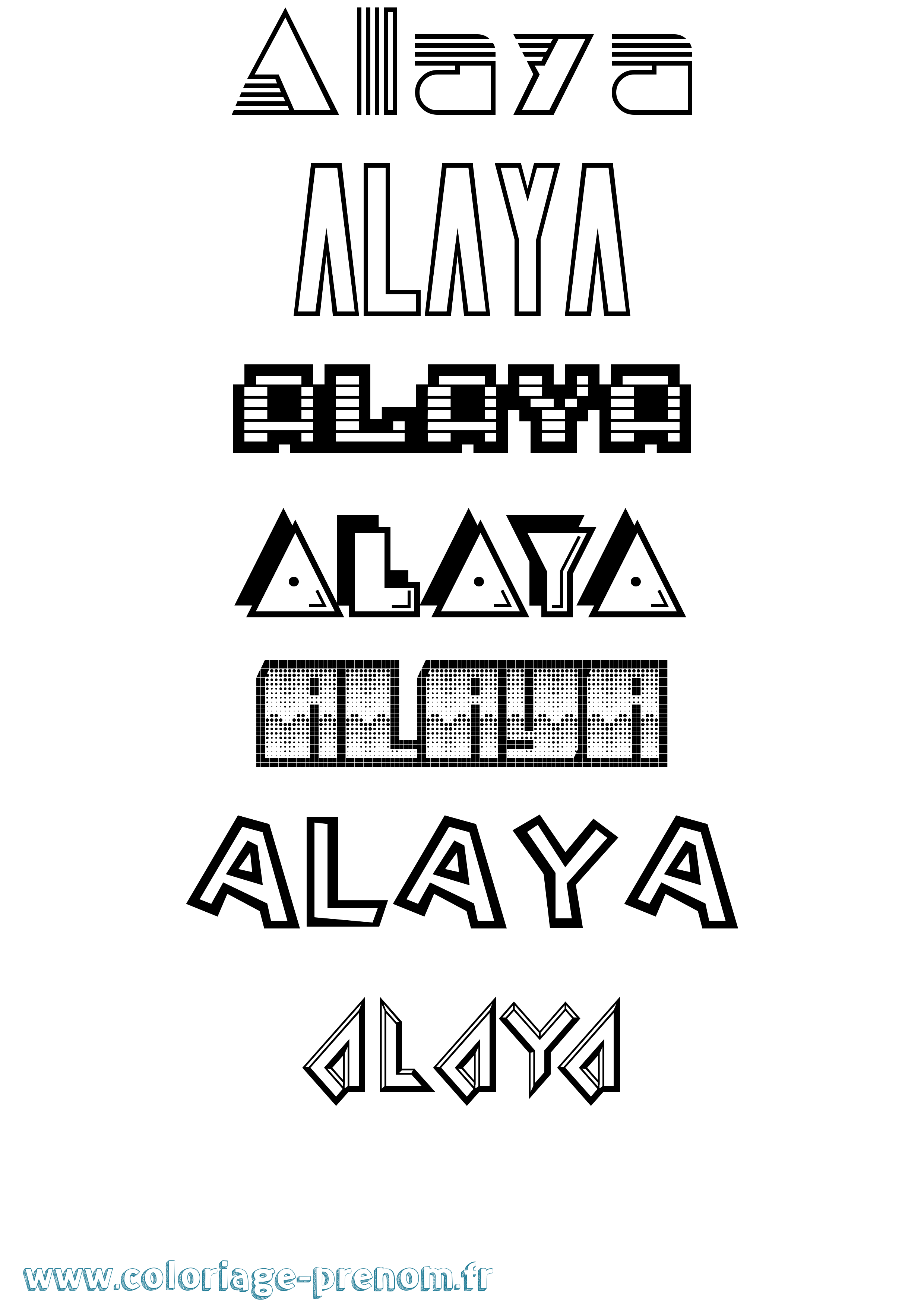 Coloriage prénom Alaya Jeux Vidéos