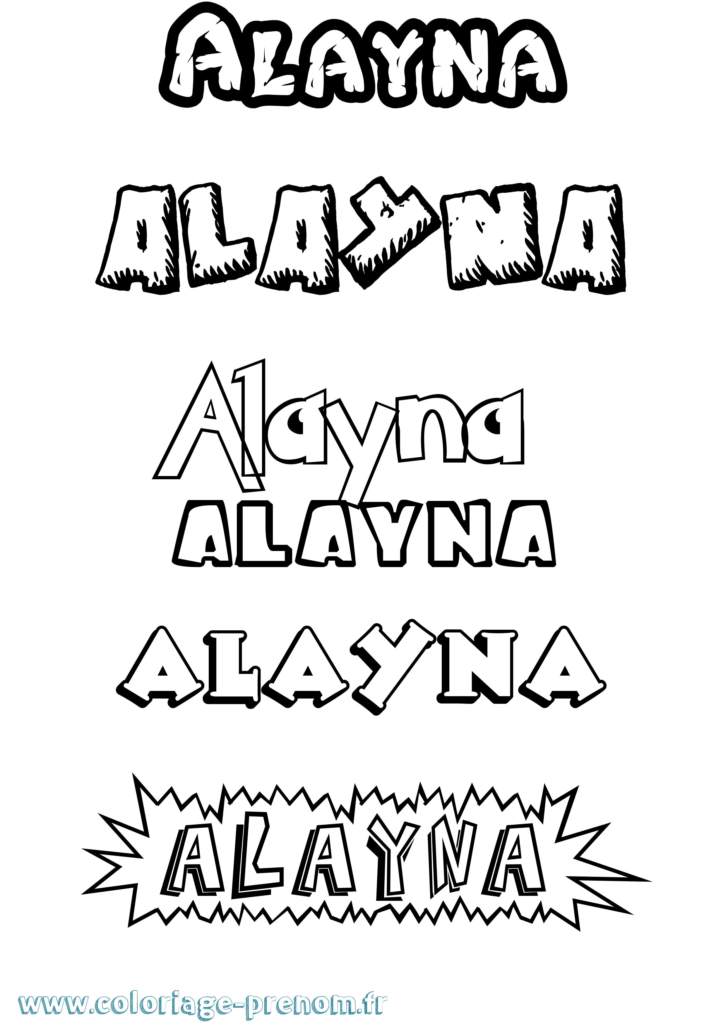 Coloriage prénom Alayna Dessin Animé