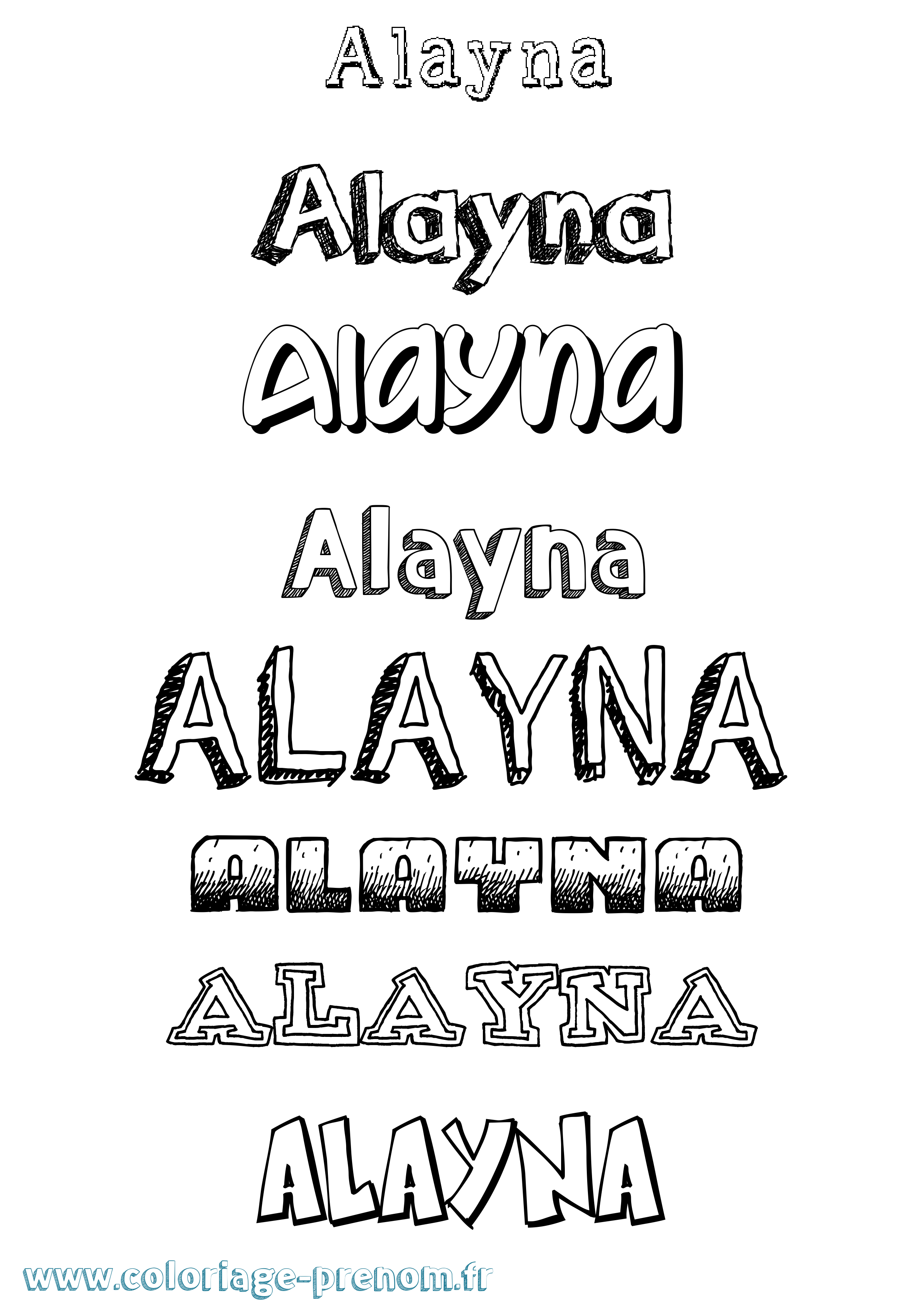 Coloriage Alayna Dessiné Coloriage prénom Alayna Dessiné