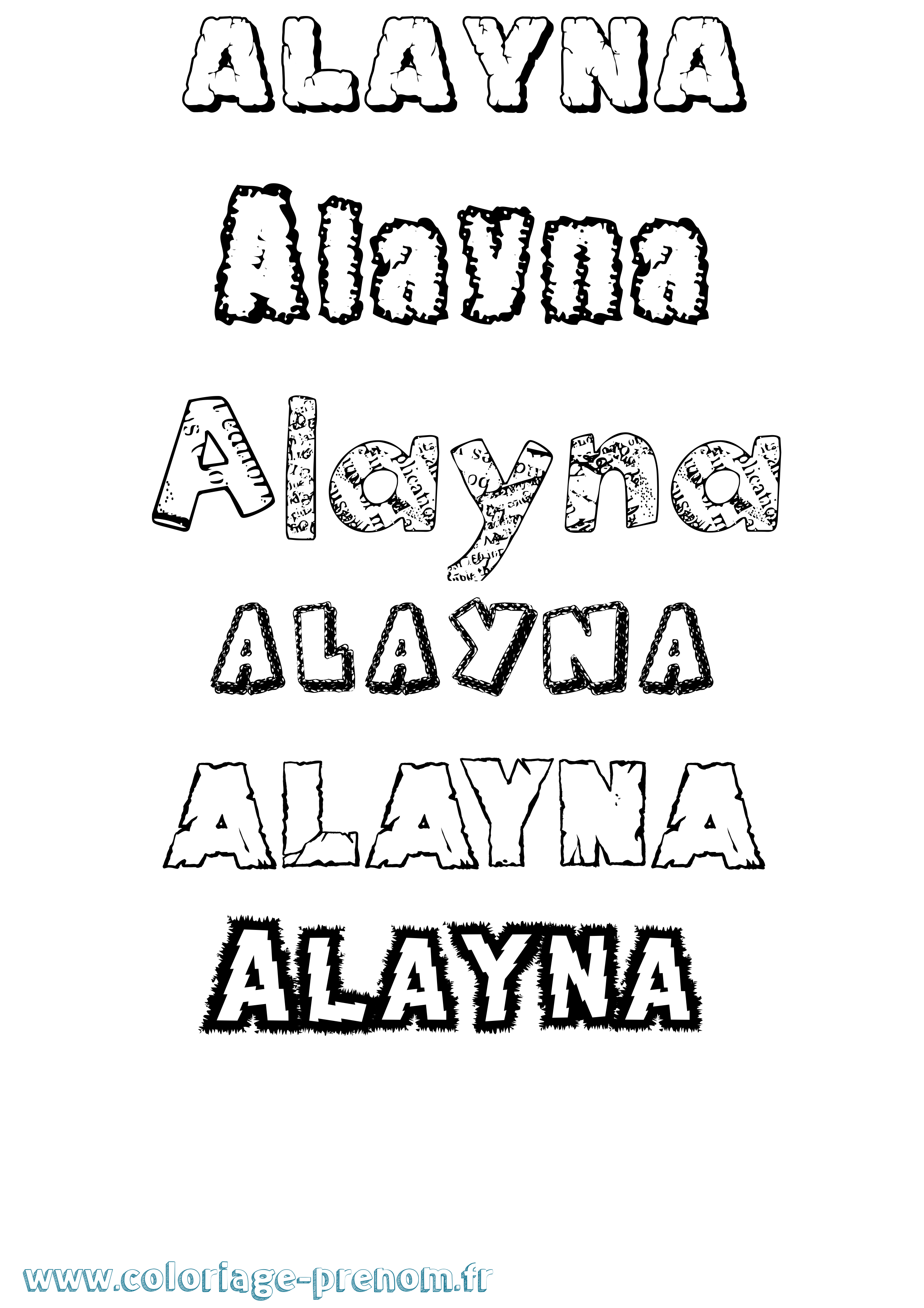 Coloriage prénom Alayna Destructuré