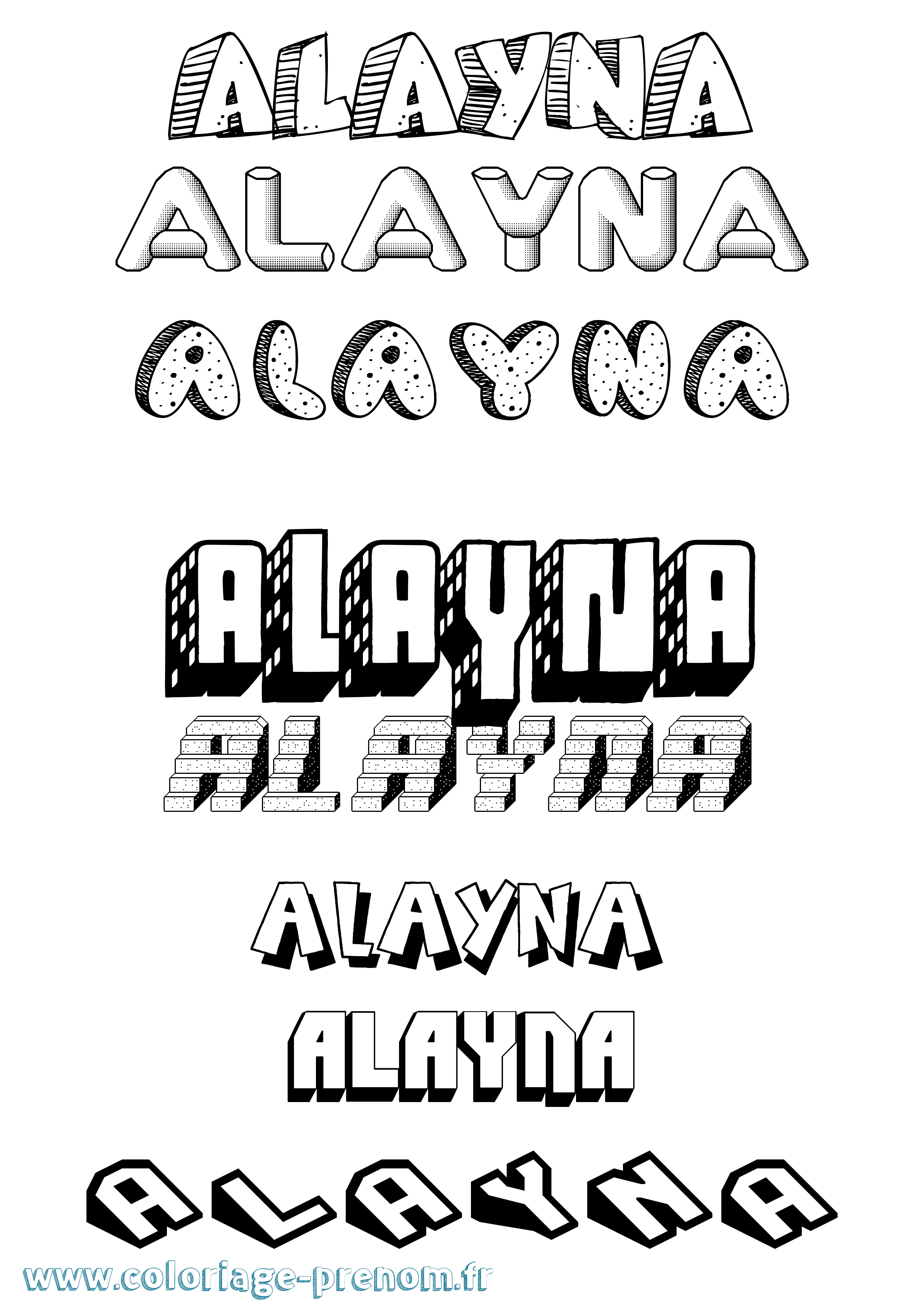 Coloriage Alayna Effet 3D Coloriage prénom Alayna Effet 3D