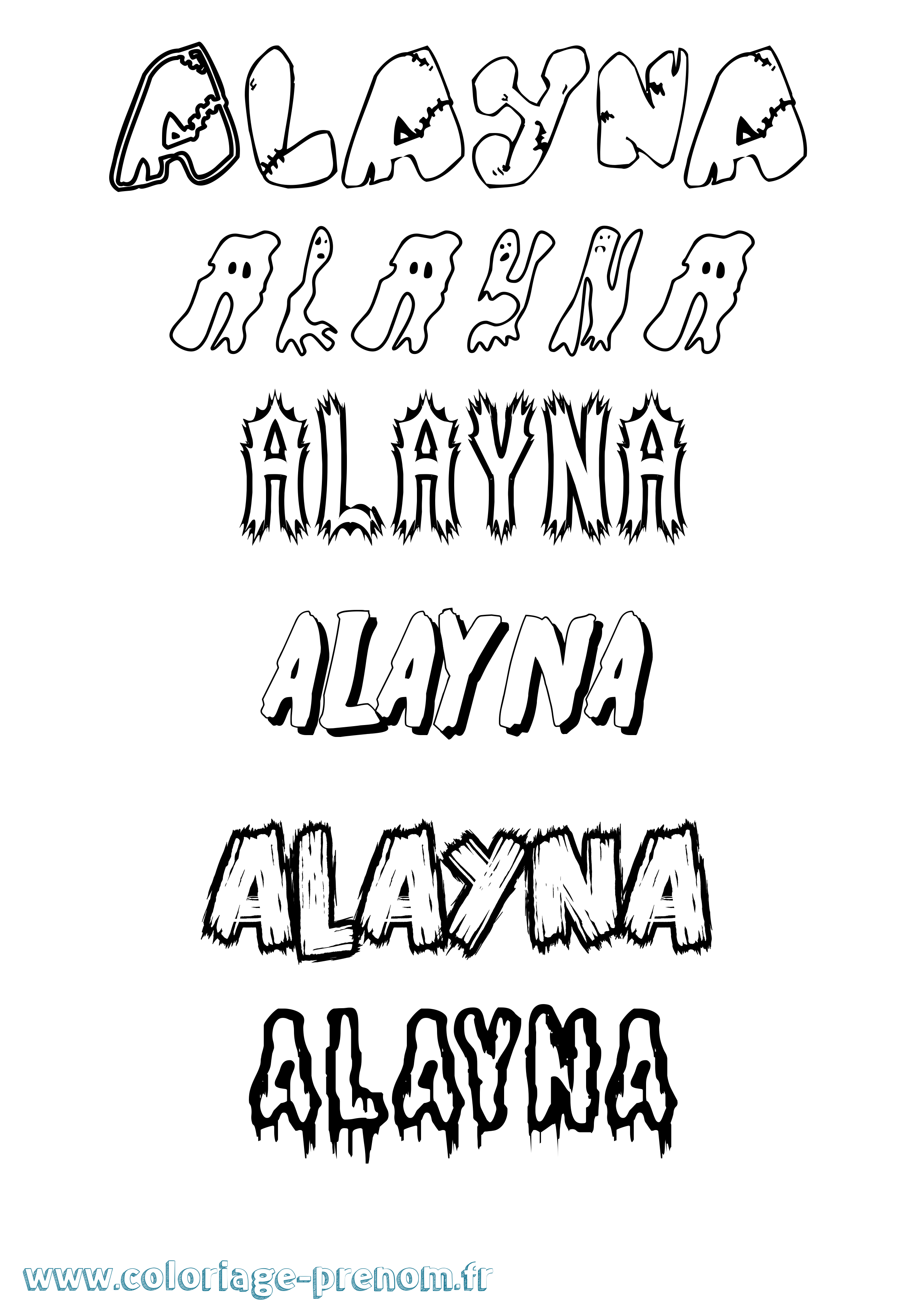 Coloriage Alayna Frisson Coloriage prénom Alayna Frisson