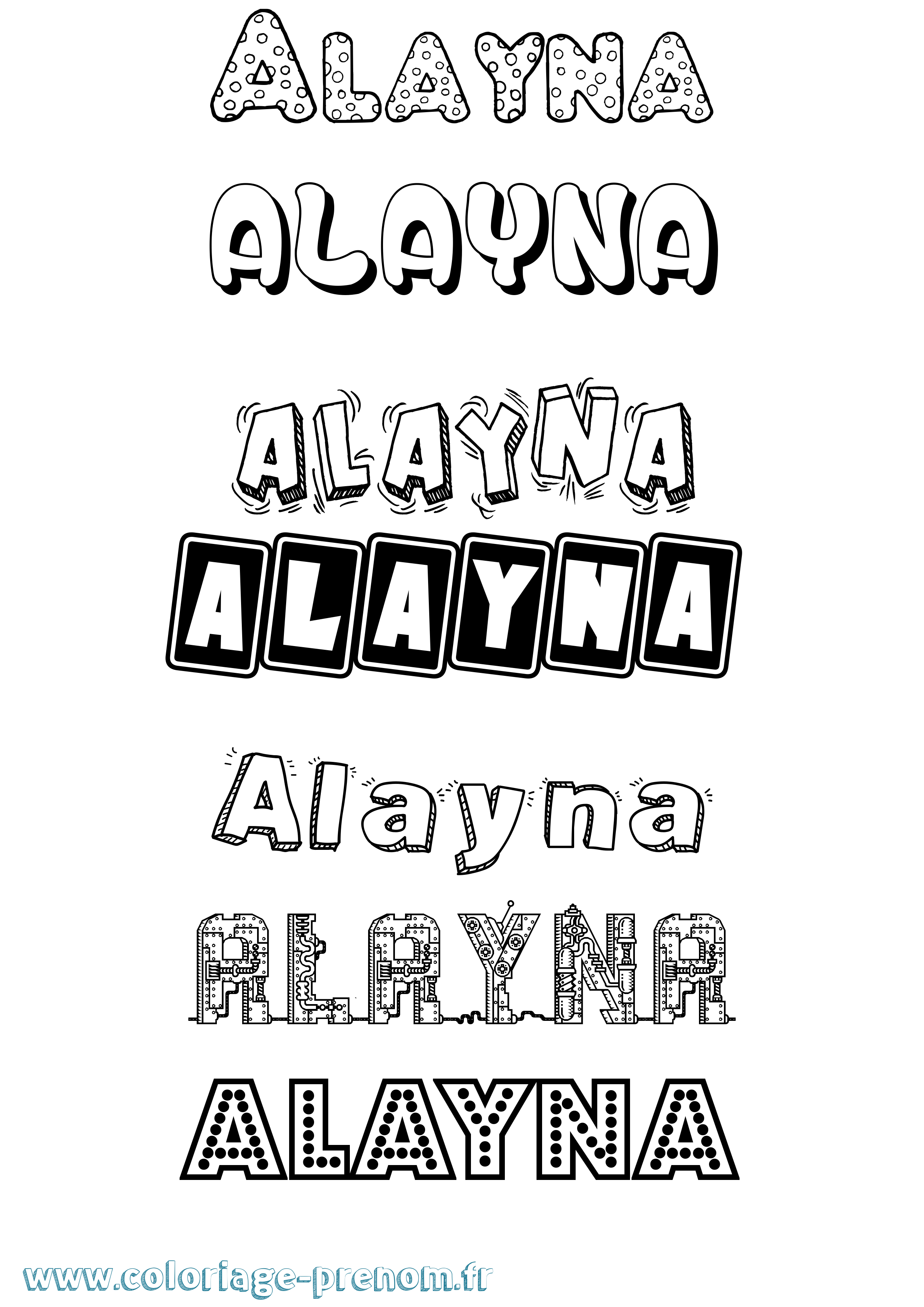 Coloriage prénom Alayna Fun