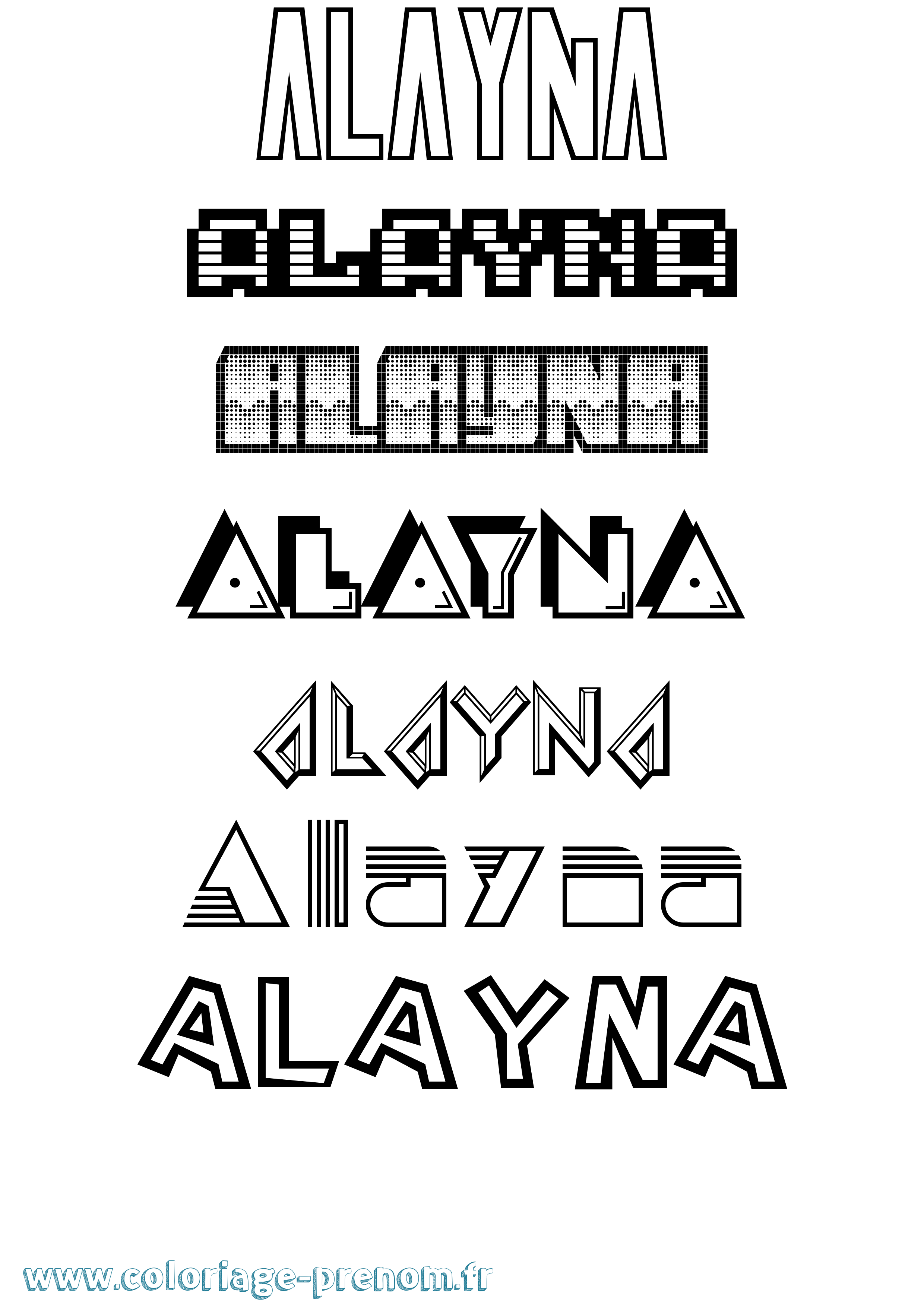 Coloriage prénom Alayna Jeux Vidéos