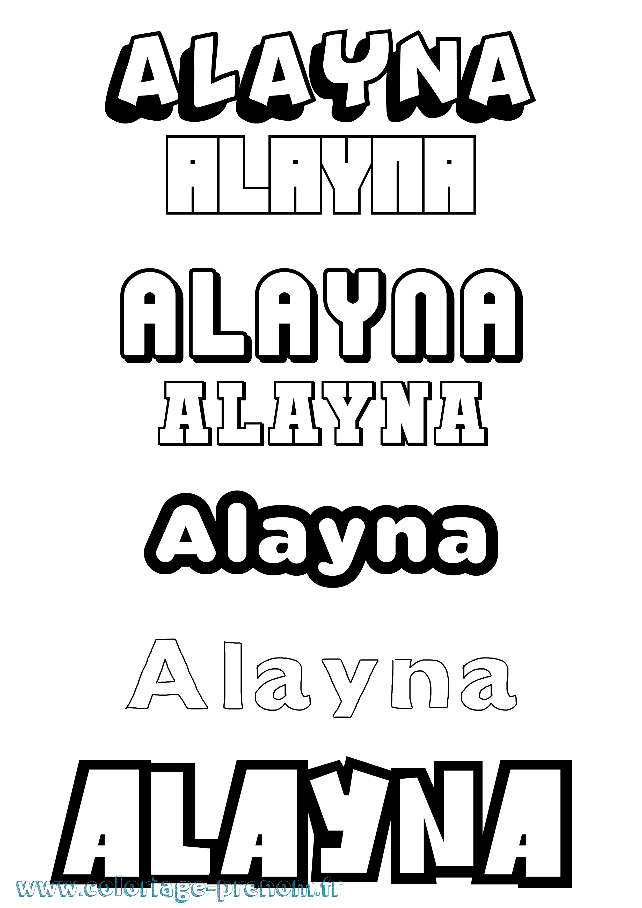 Coloriage prénom Alayna Simple