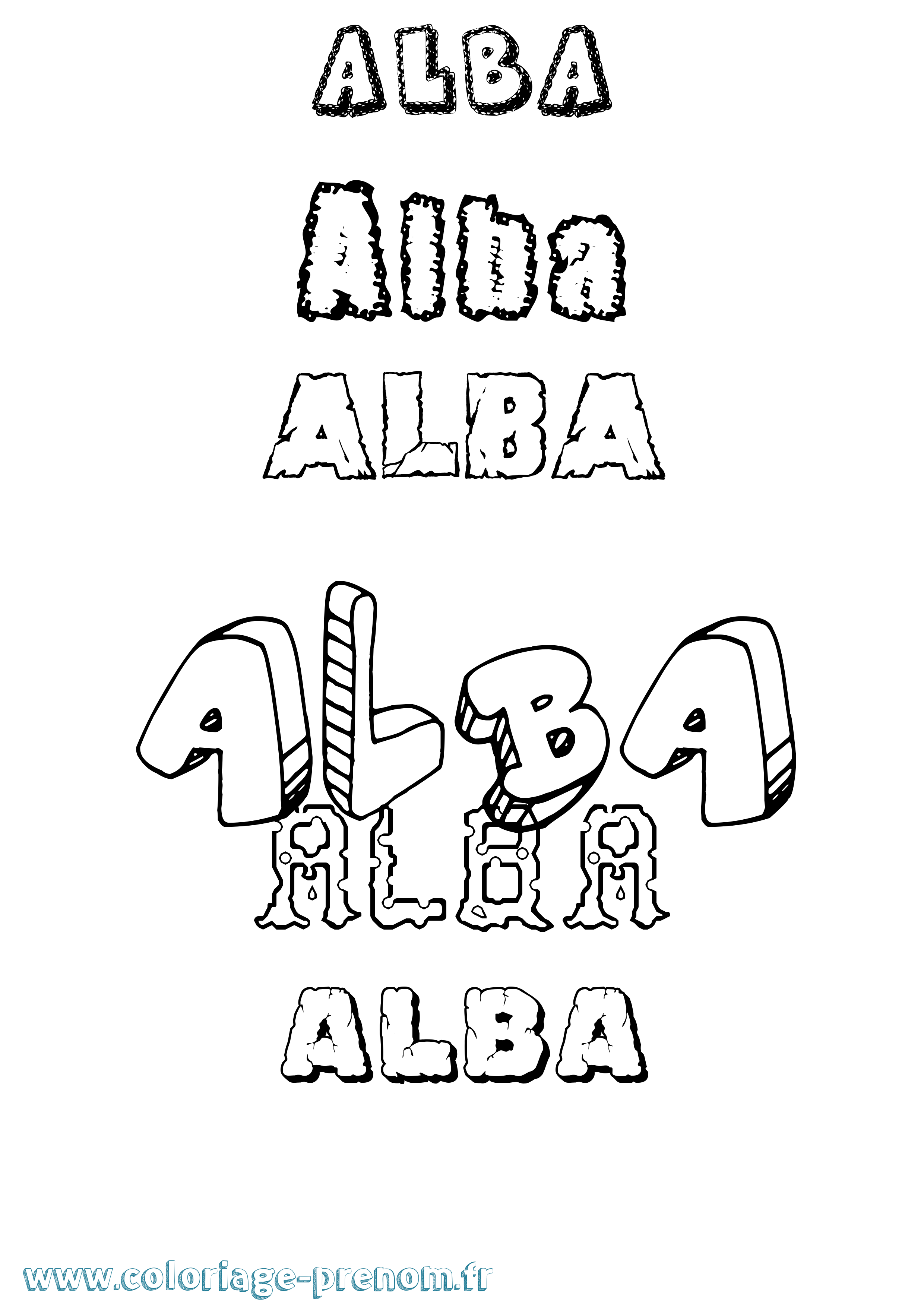 Coloriage prénom Alba Destructuré