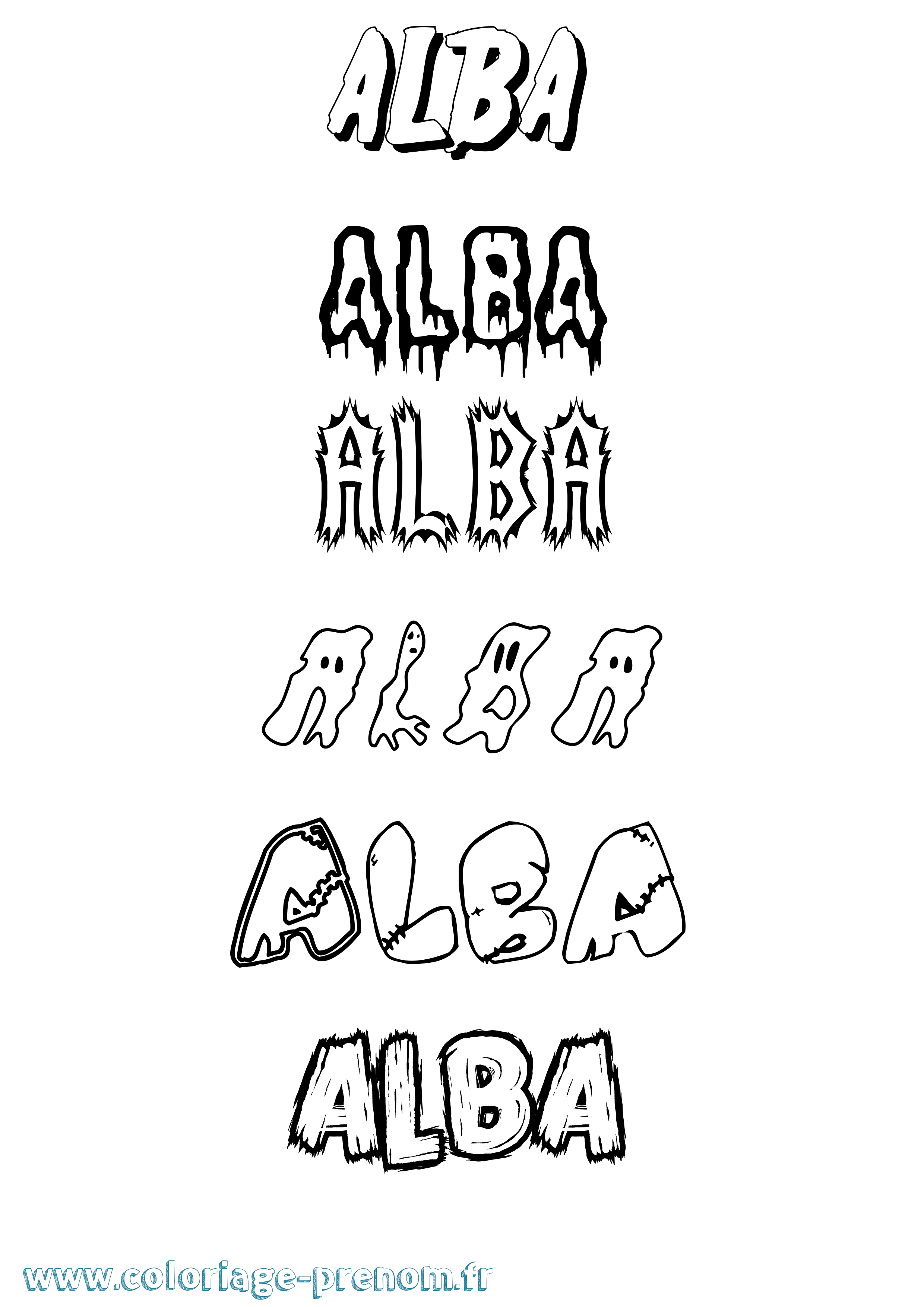 Coloriage prénom Alba Frisson