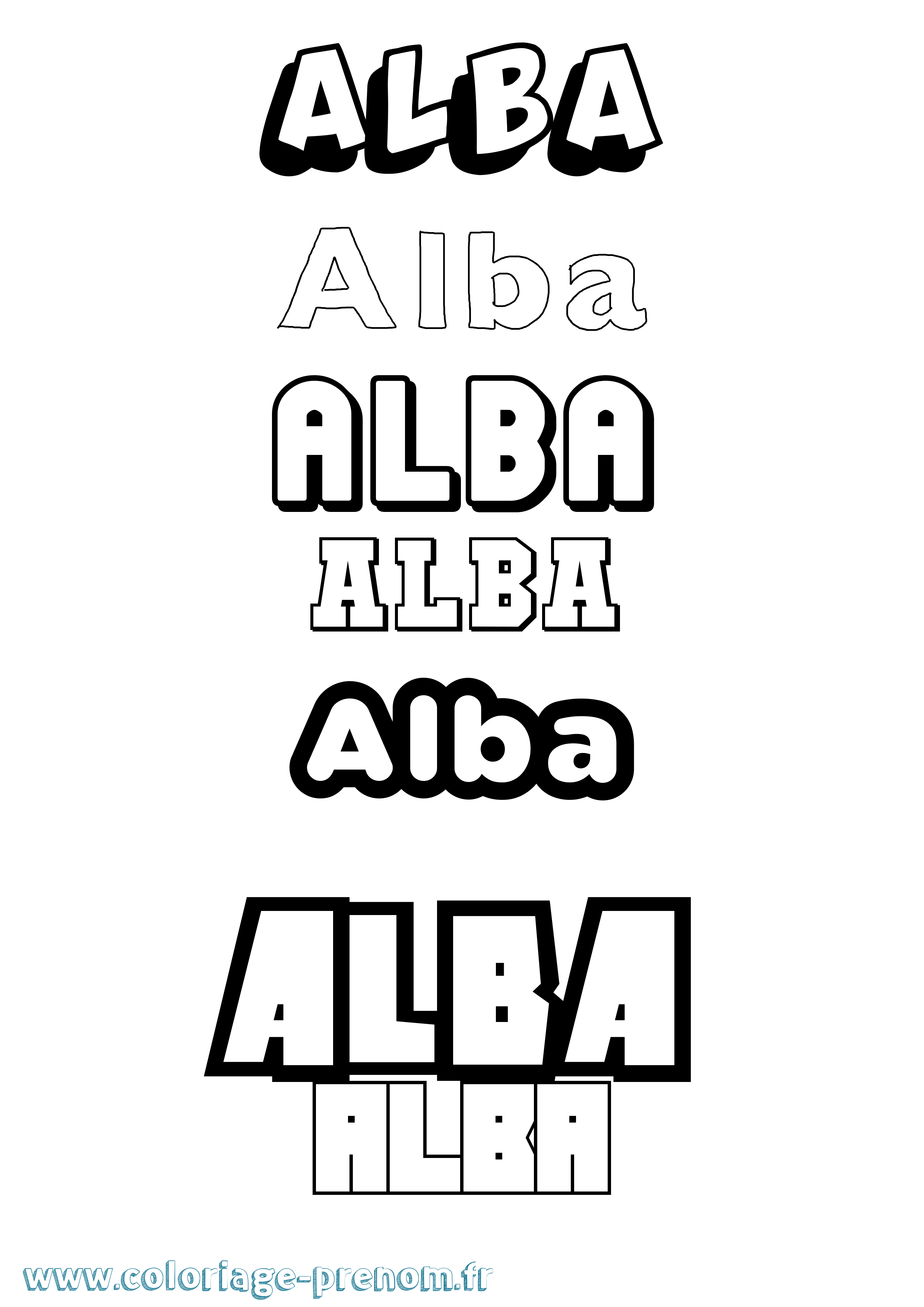 Coloriage prénom Alba Simple