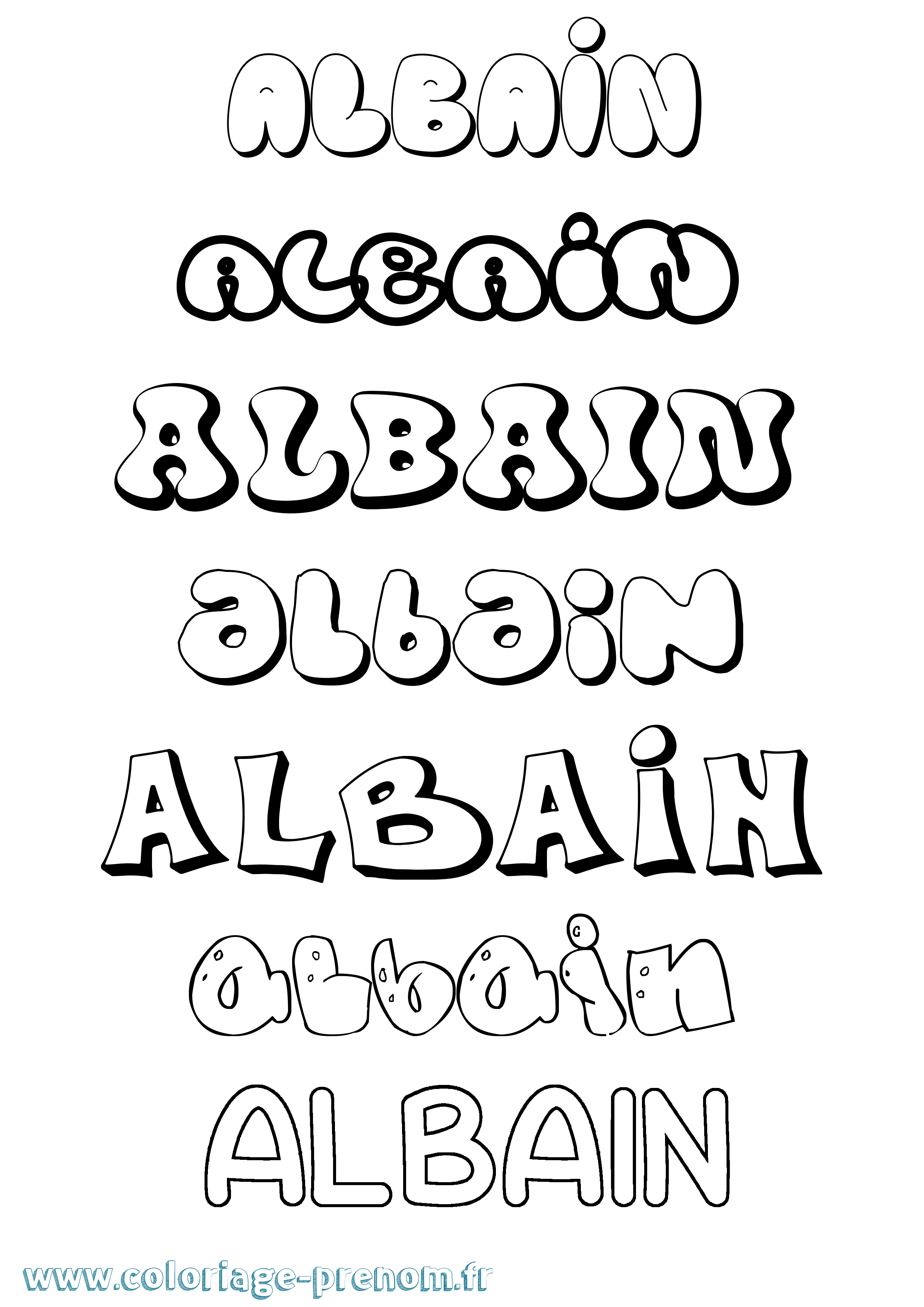 Coloriage Albain Bubble Coloriage prénom Albain Bubble