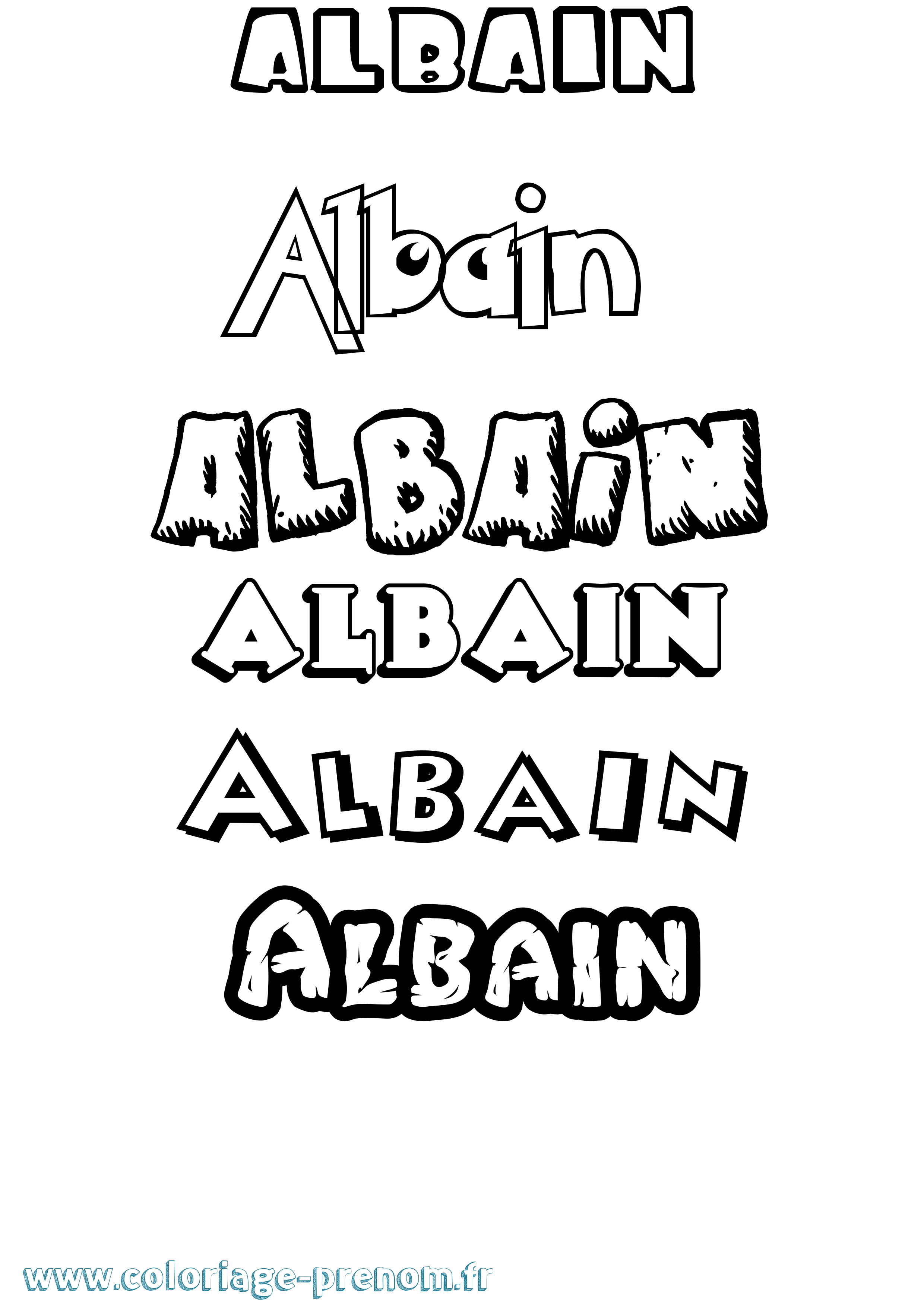 Coloriage Albain Dessin Animé Coloriage prénom Albain Dessin Animé