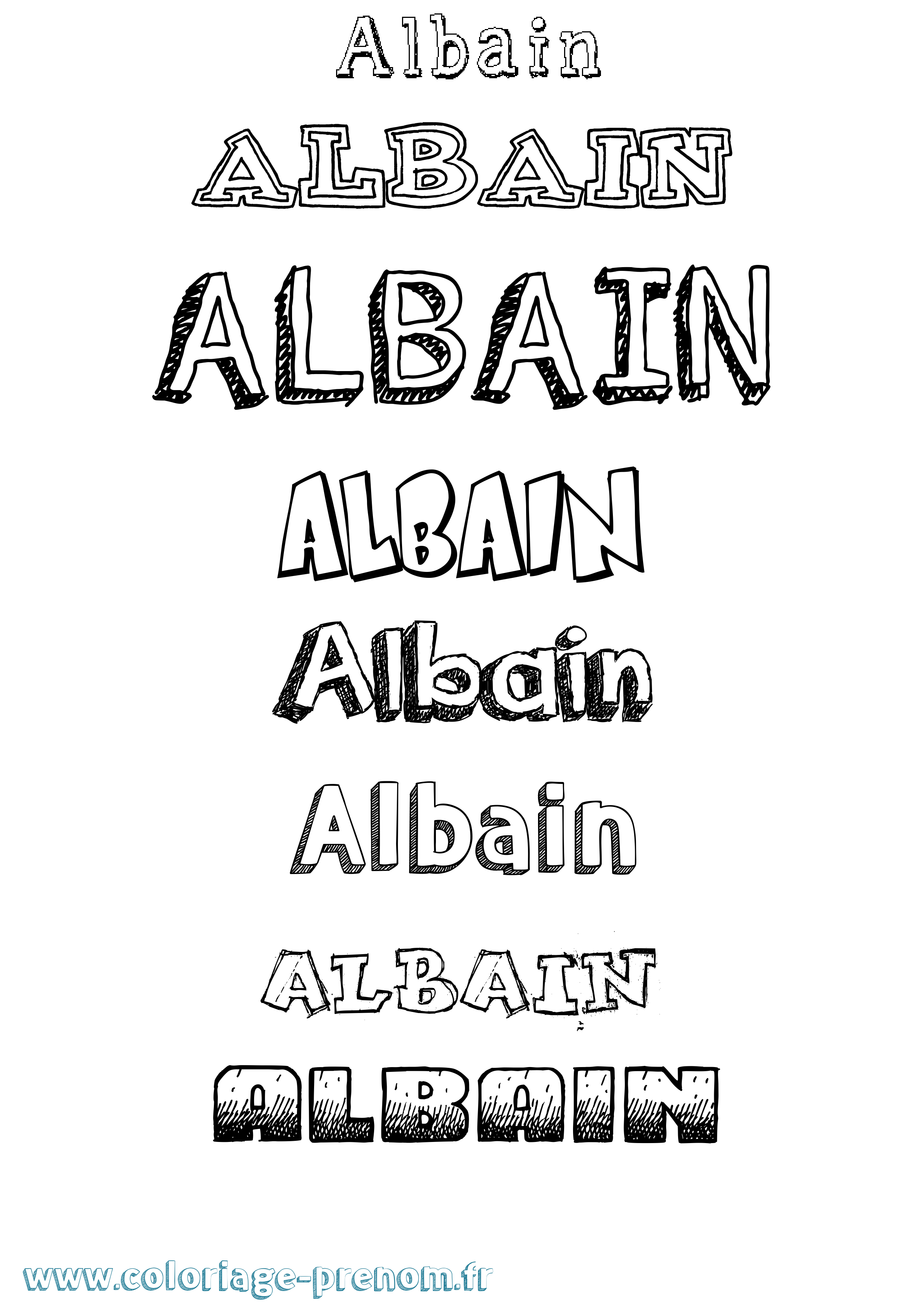 Coloriage prénom Albain Dessiné