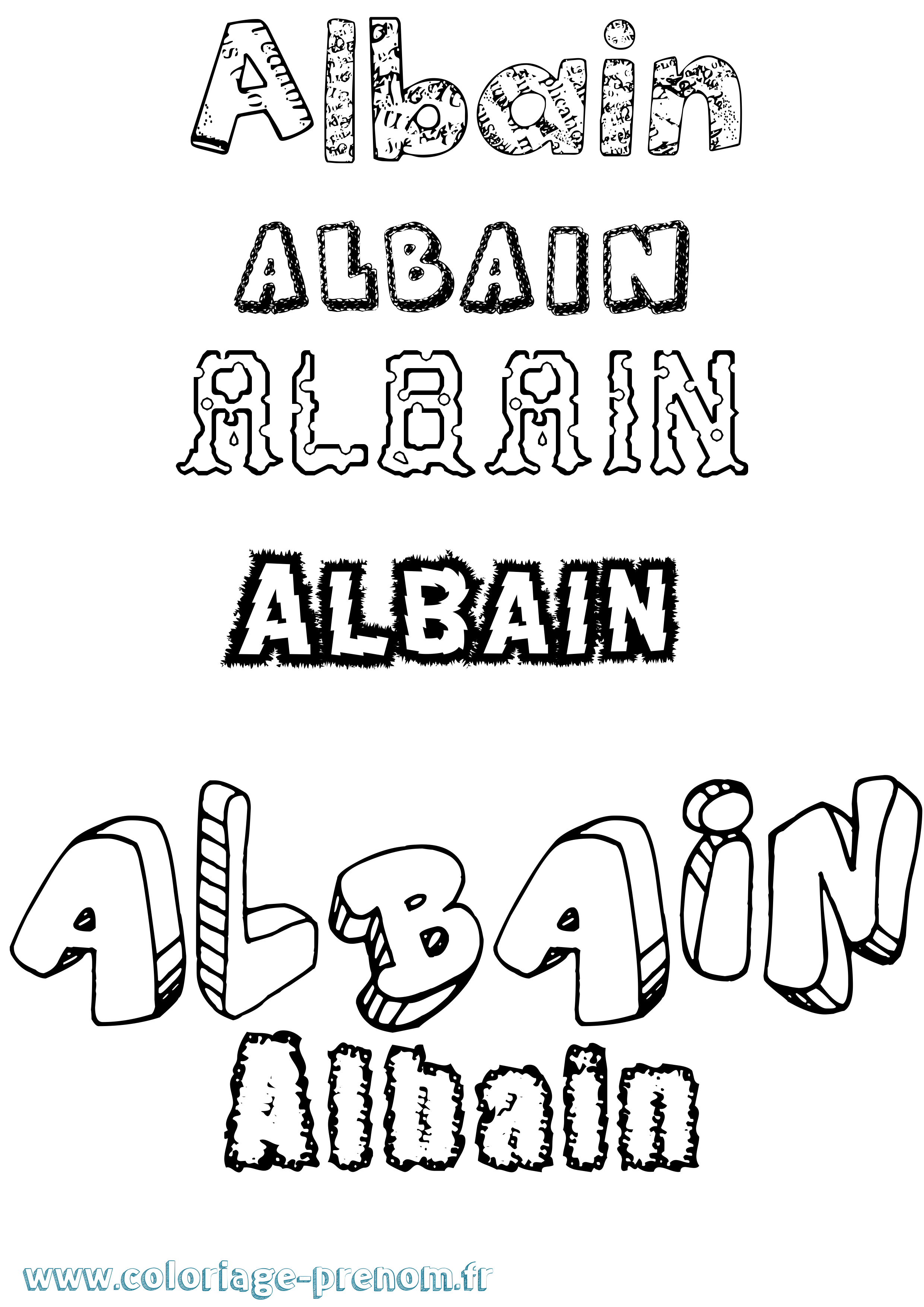 Coloriage Albain Destructuré Coloriage prénom Albain Destructuré