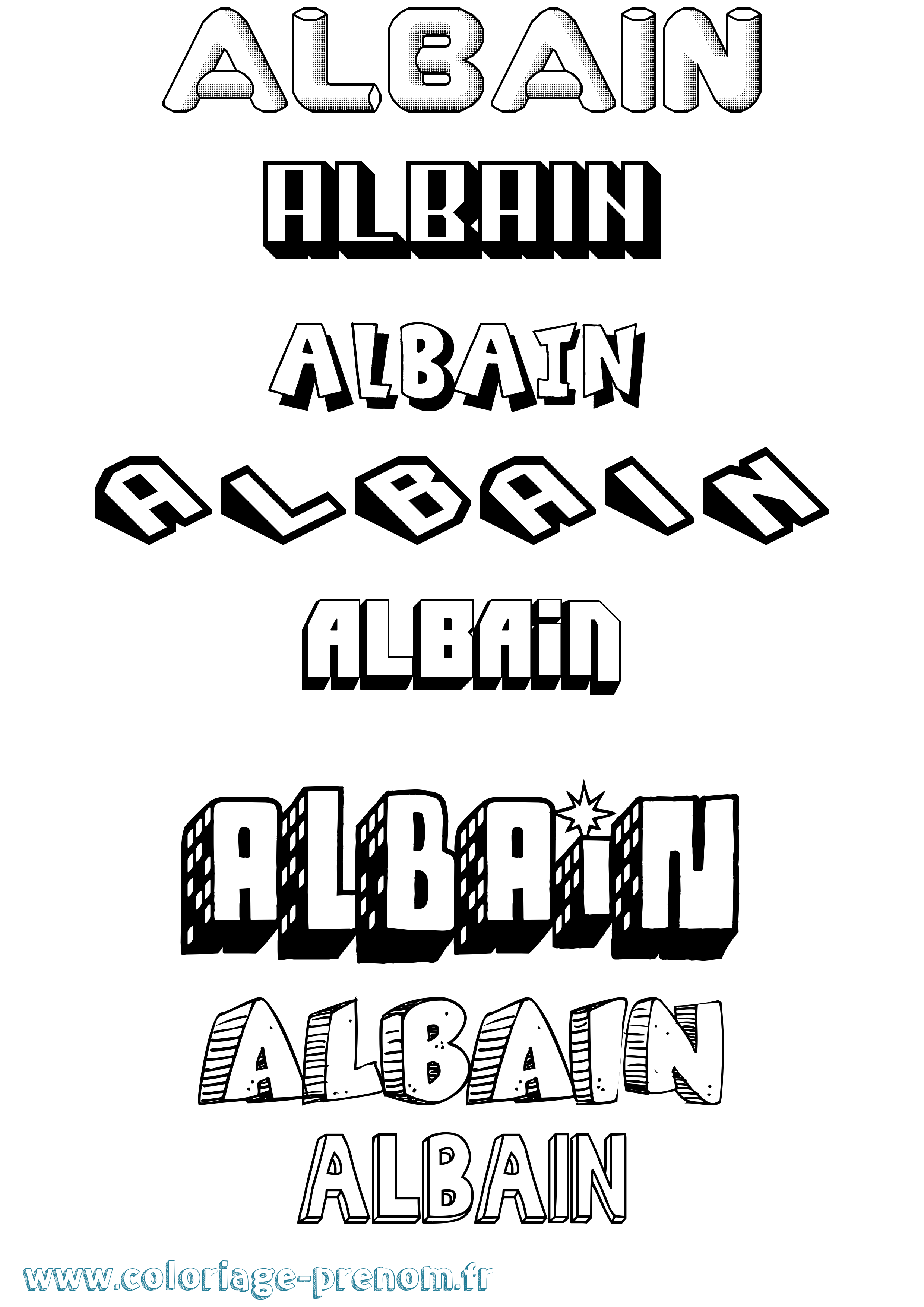 Coloriage Albain Effet 3D Coloriage prénom Albain Effet 3D
