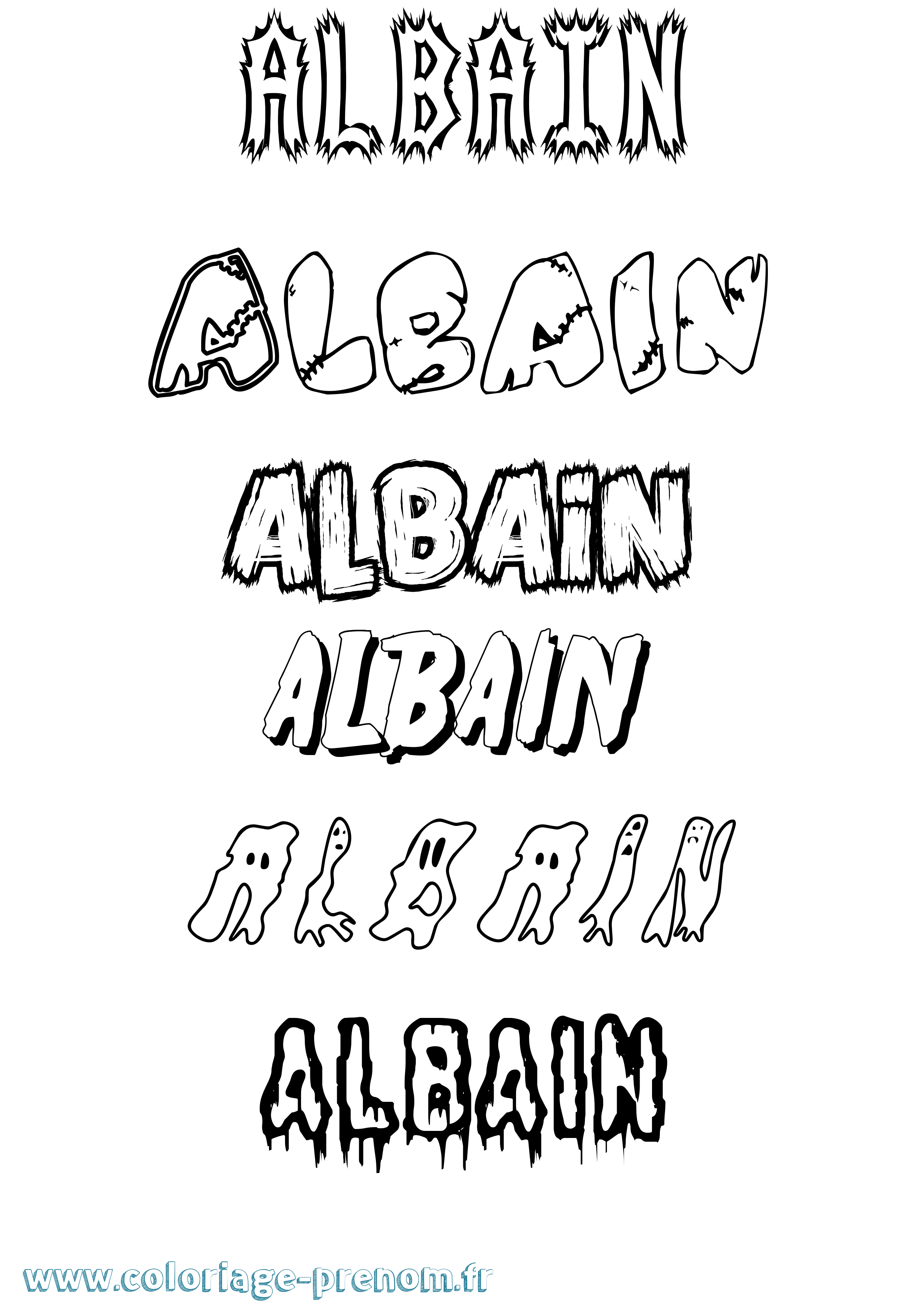 Coloriage Albain Frisson Coloriage prénom Albain Frisson