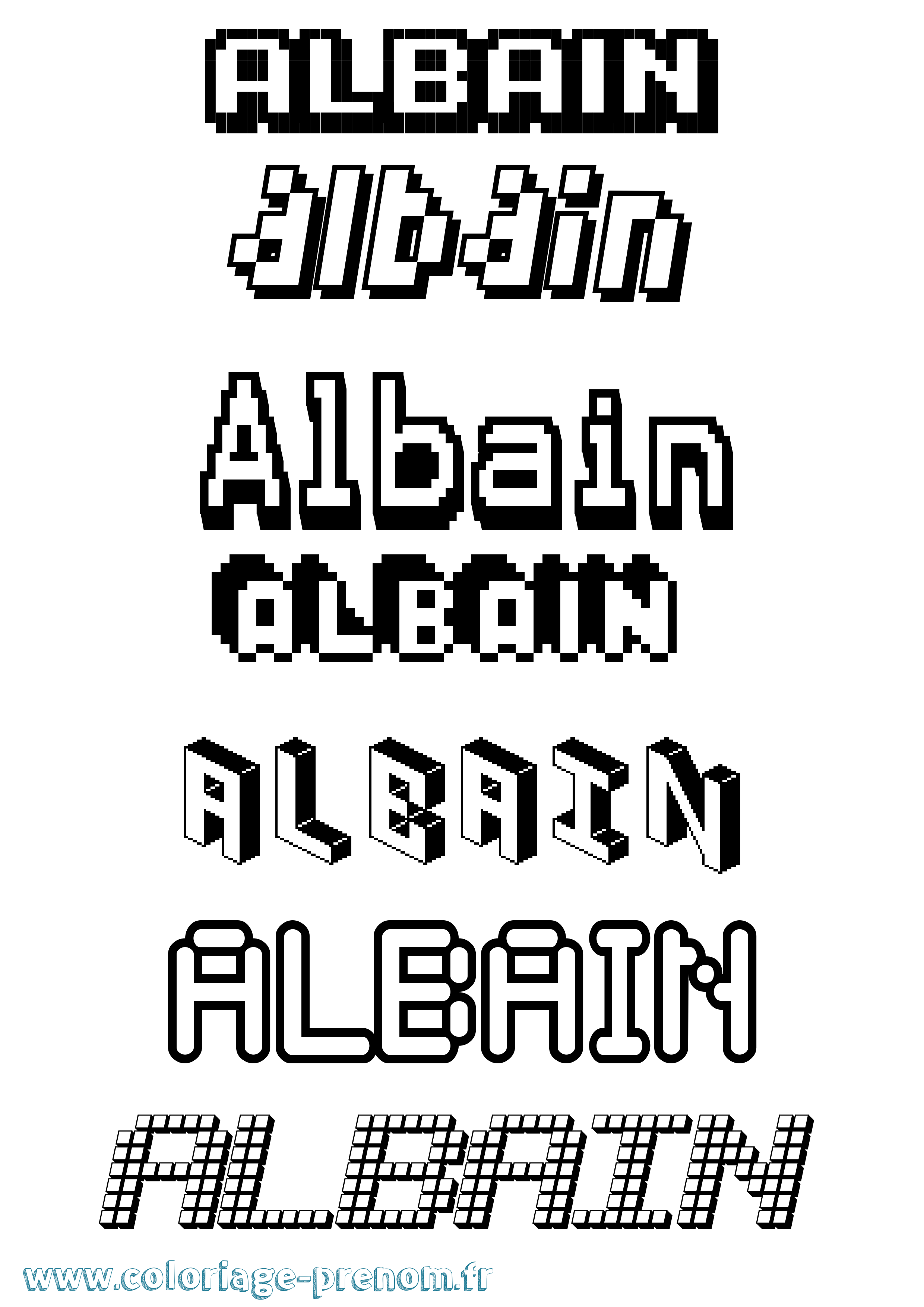 Coloriage prénom Albain Pixel