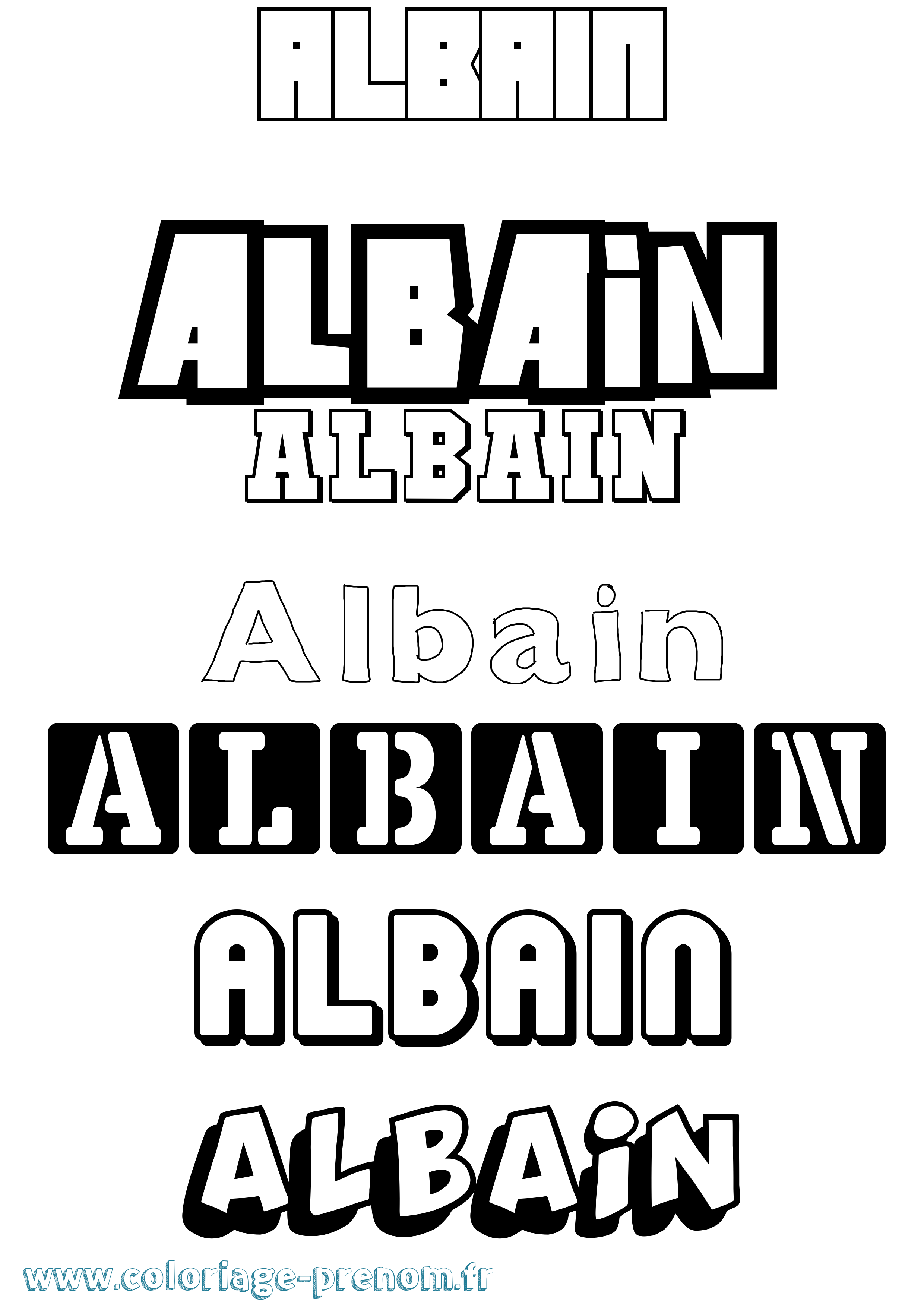 Coloriage prénom Albain Simple