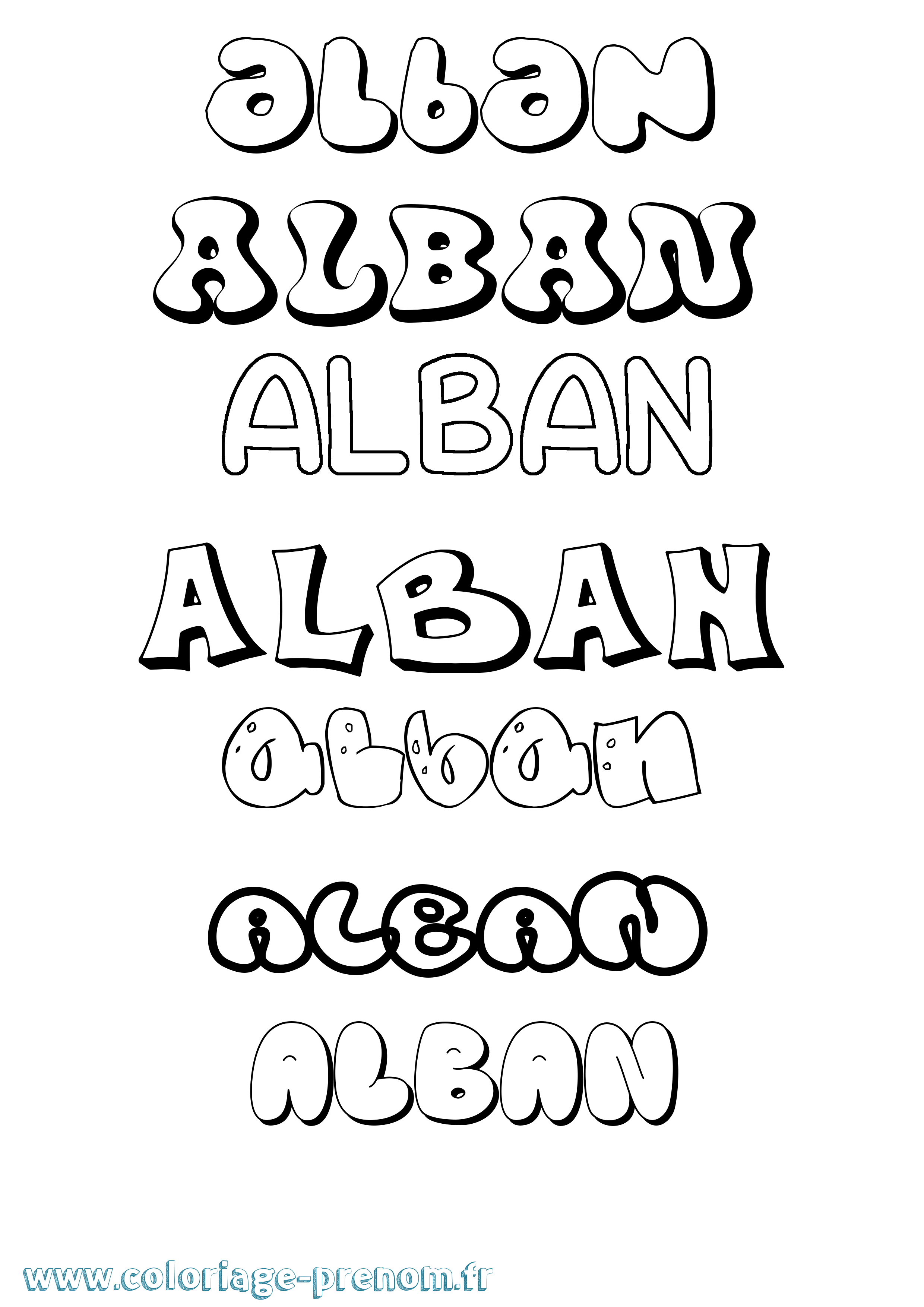 Coloriage prénom Alban Bubble
