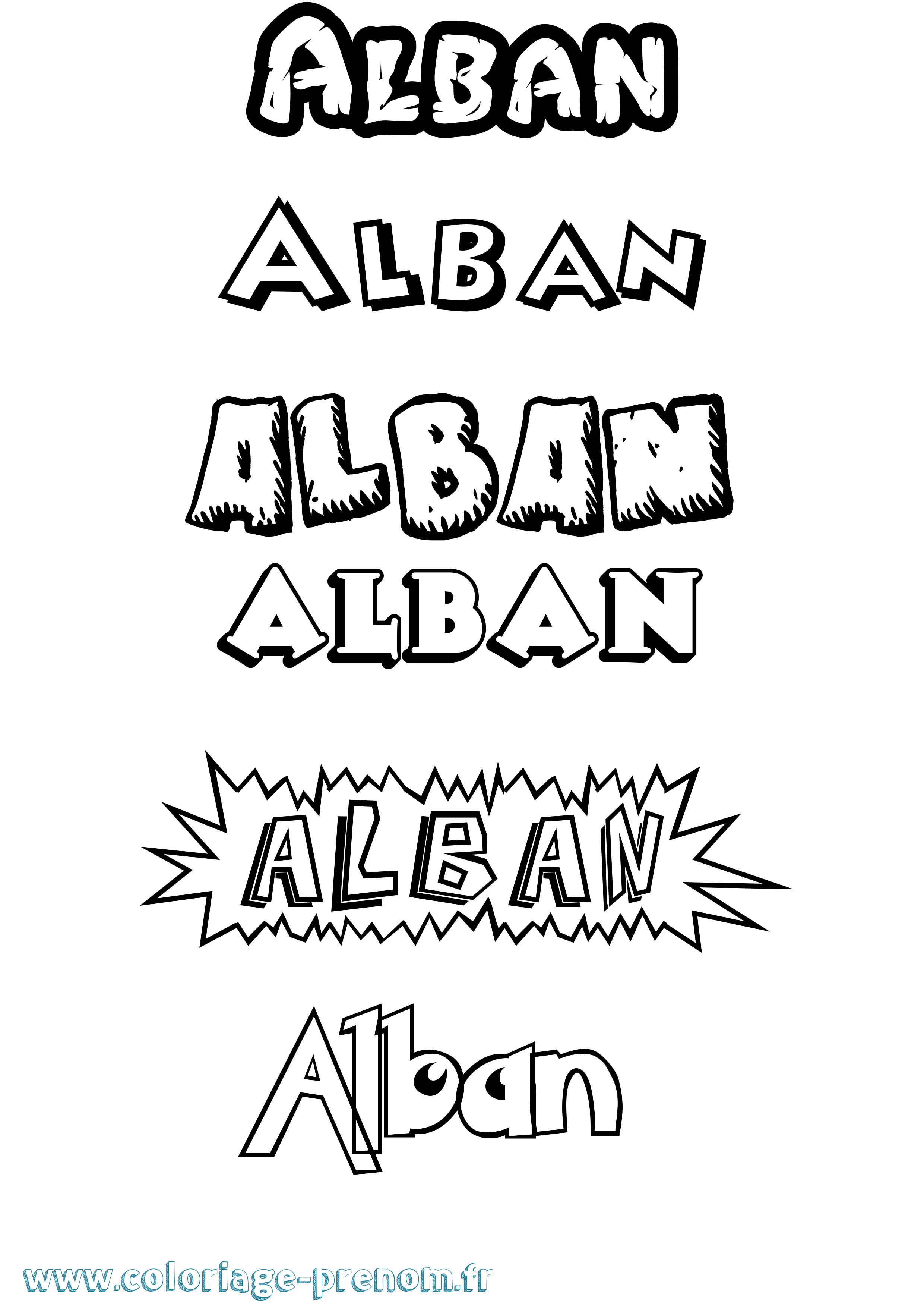Coloriage prénom Alban Dessin Animé
