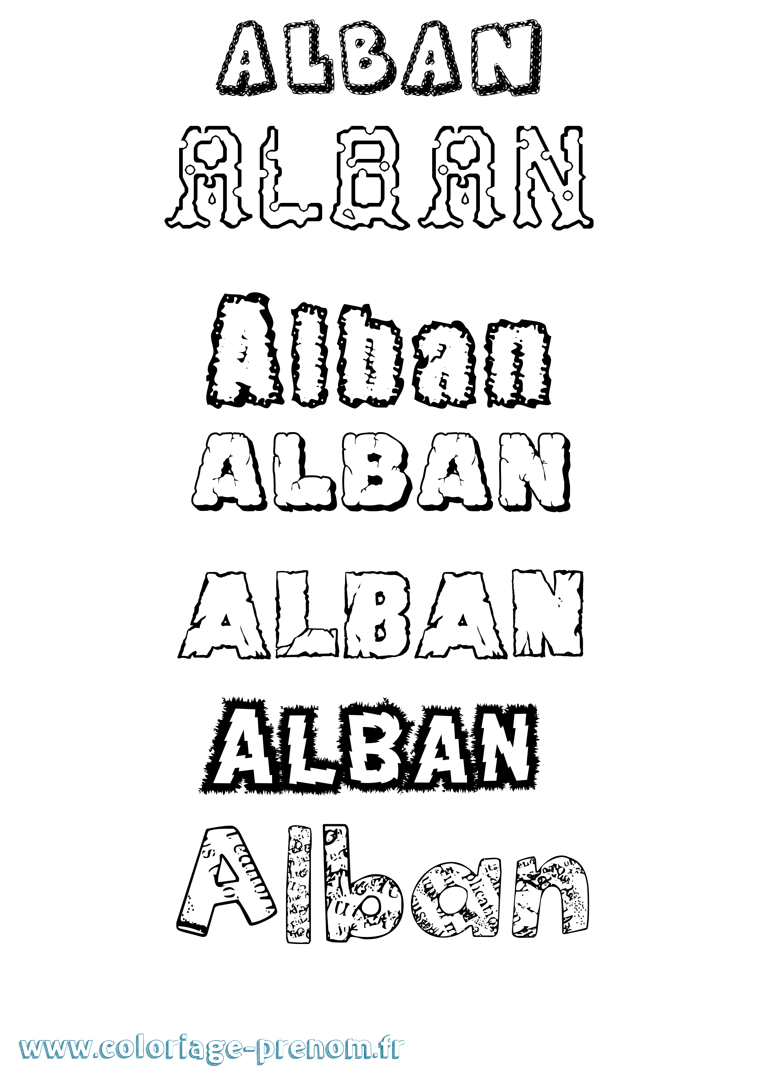 Coloriage prénom Alban Destructuré