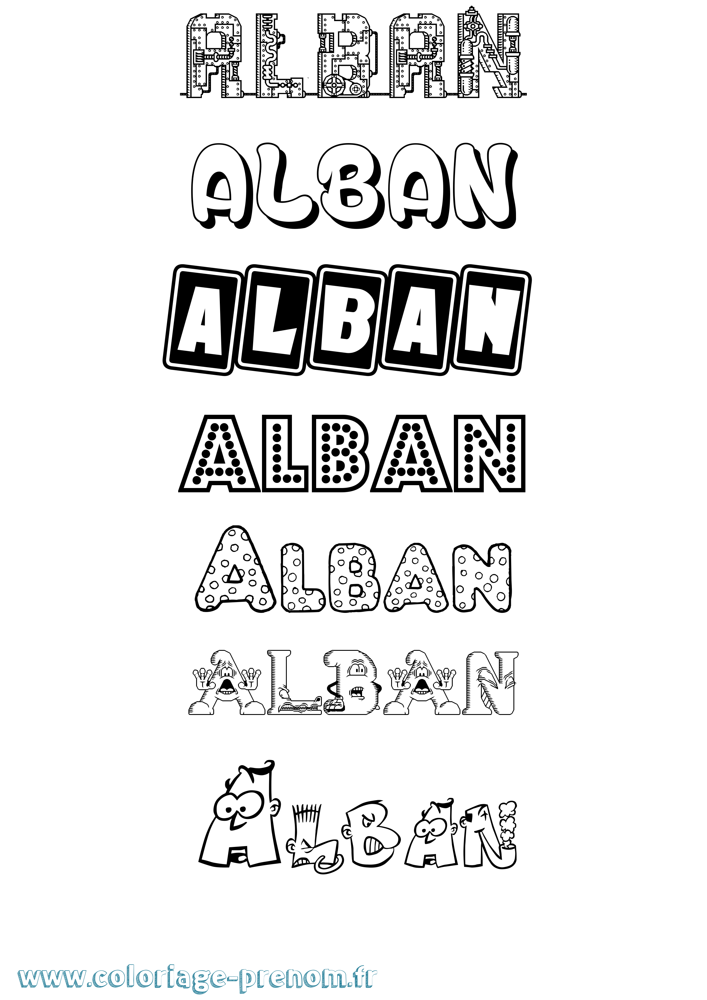Coloriage Alban Coloriage prénom Alban