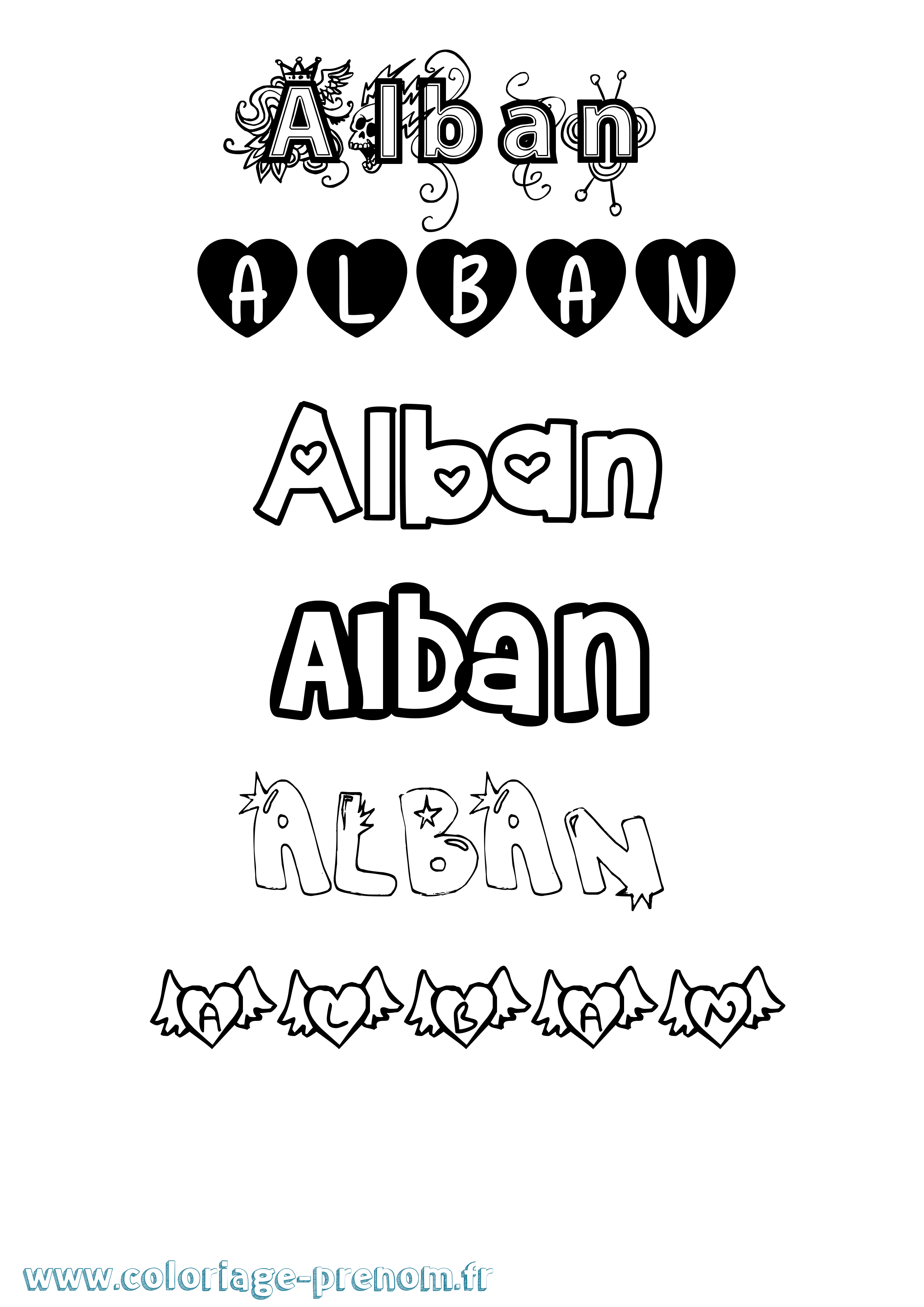 Coloriage Alban Coloriage prénom Alban