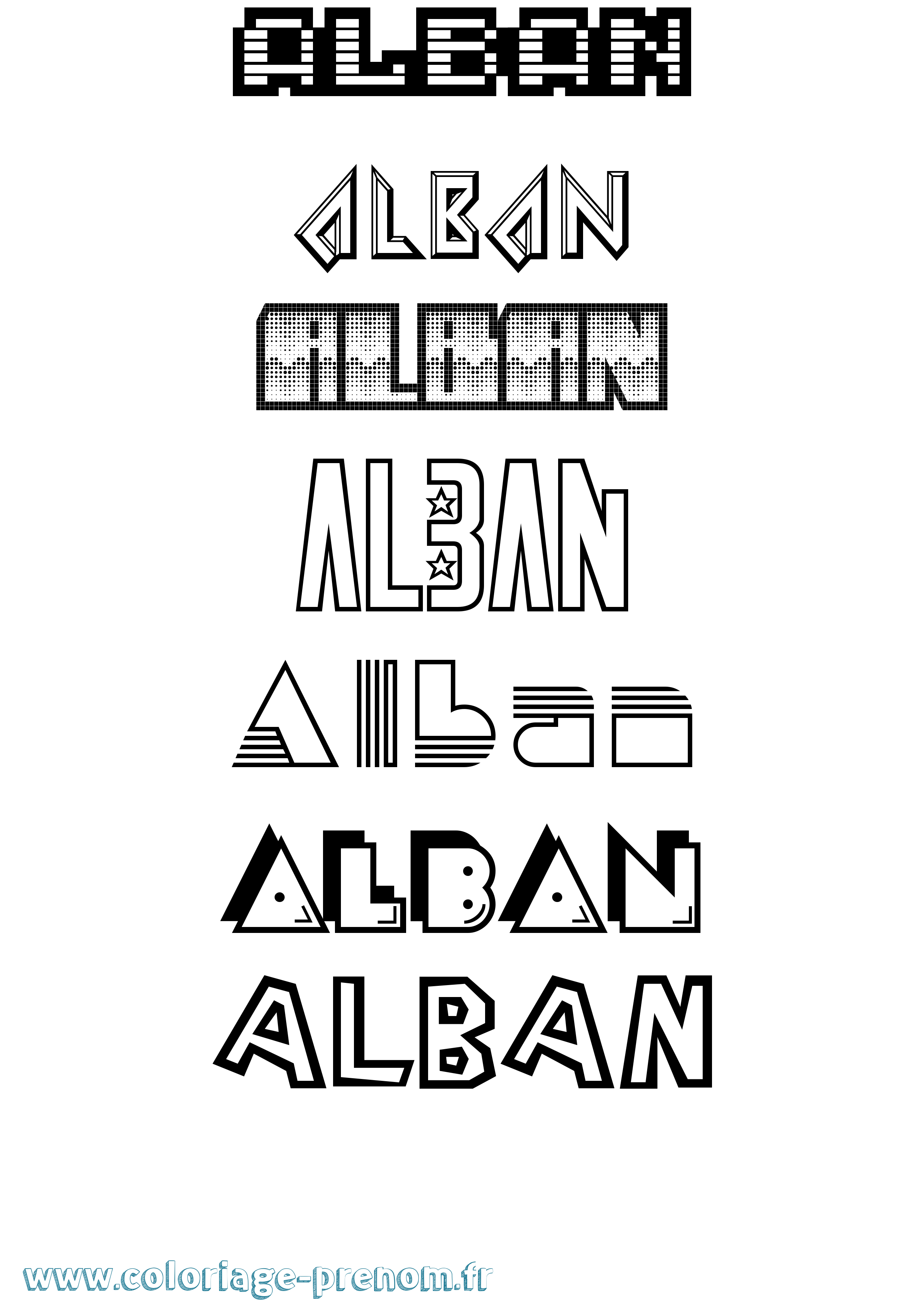 Coloriage prénom Alban