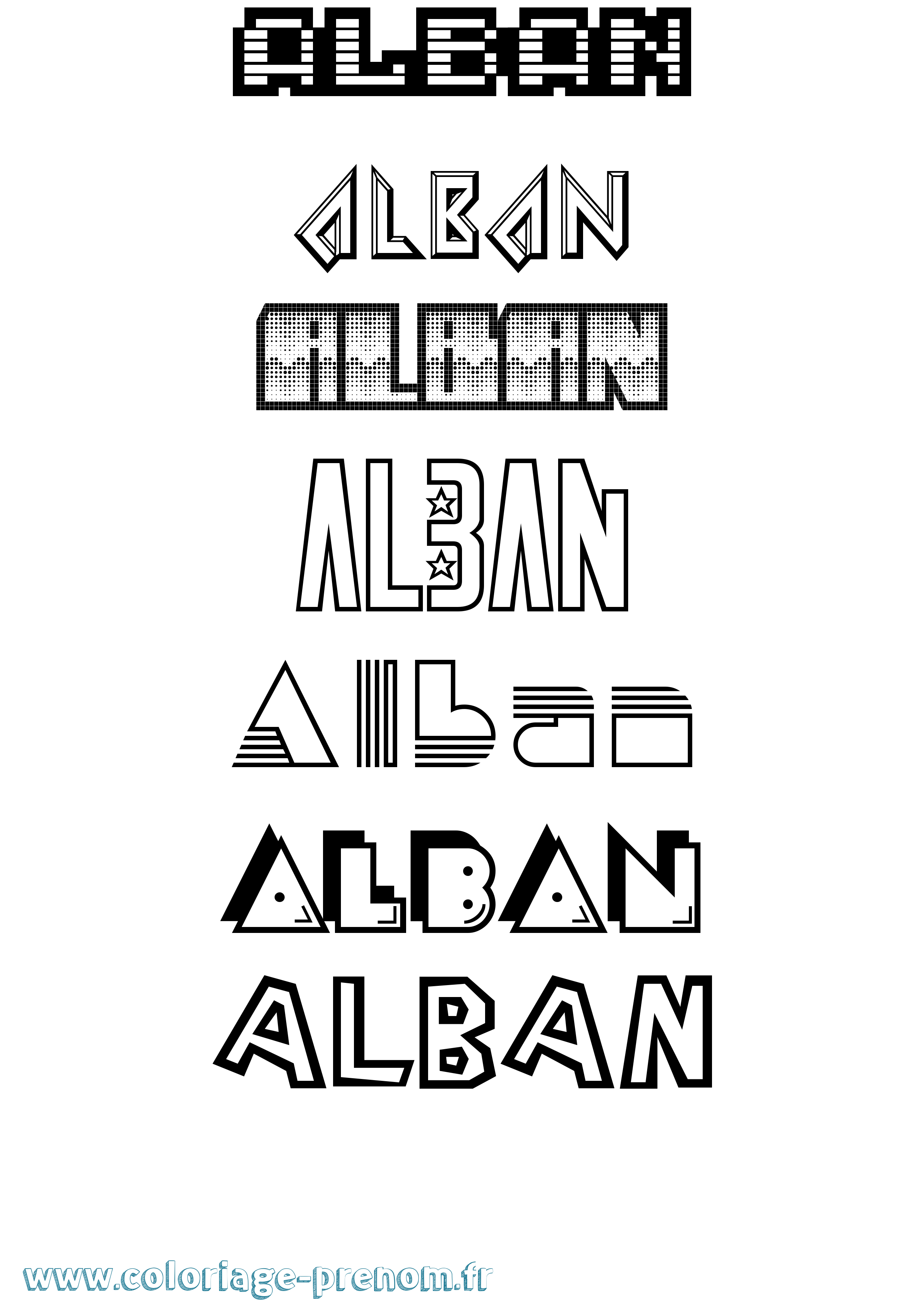 Coloriage Alban Coloriage prénom Alban
