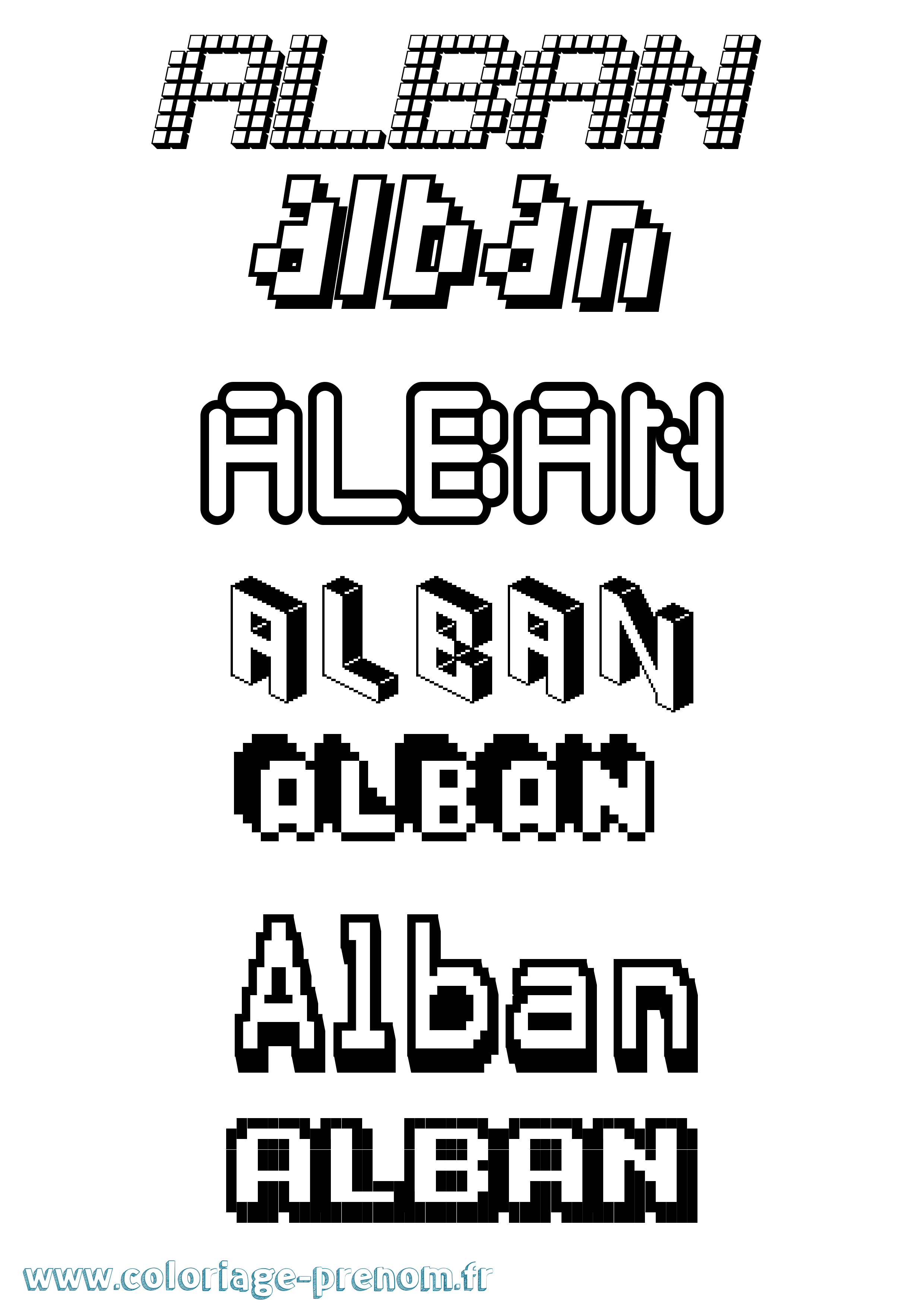 Coloriage prénom Alban Pixel