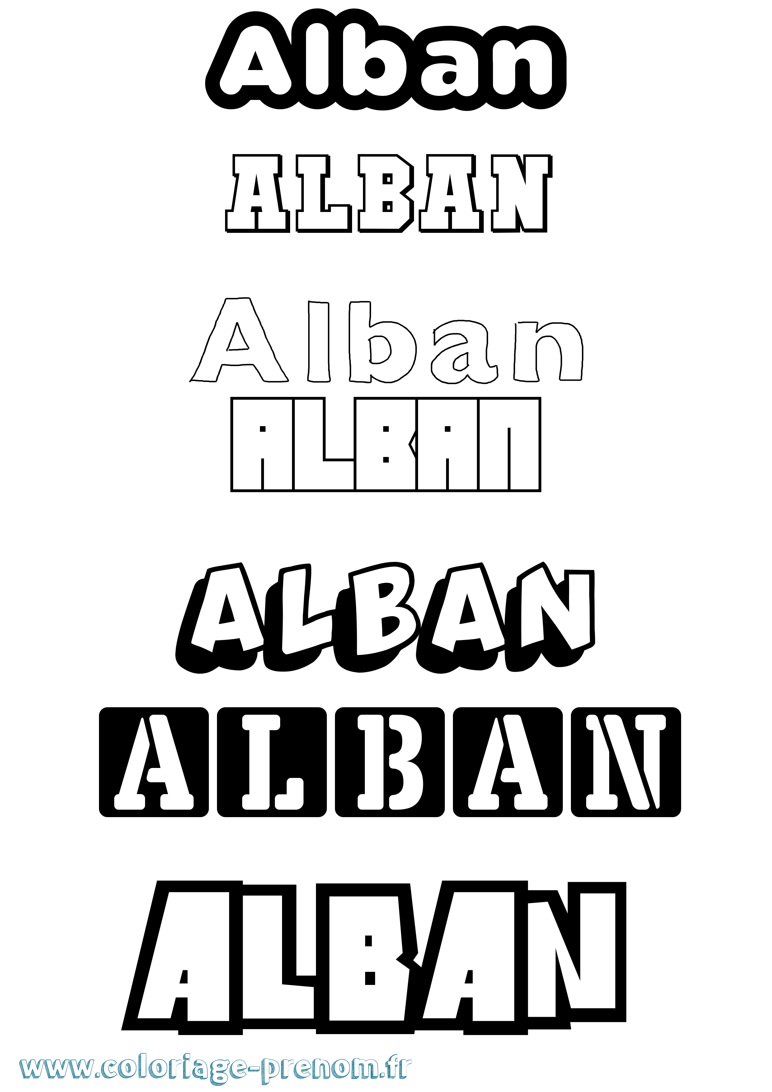 Coloriage prénom Alban Simple