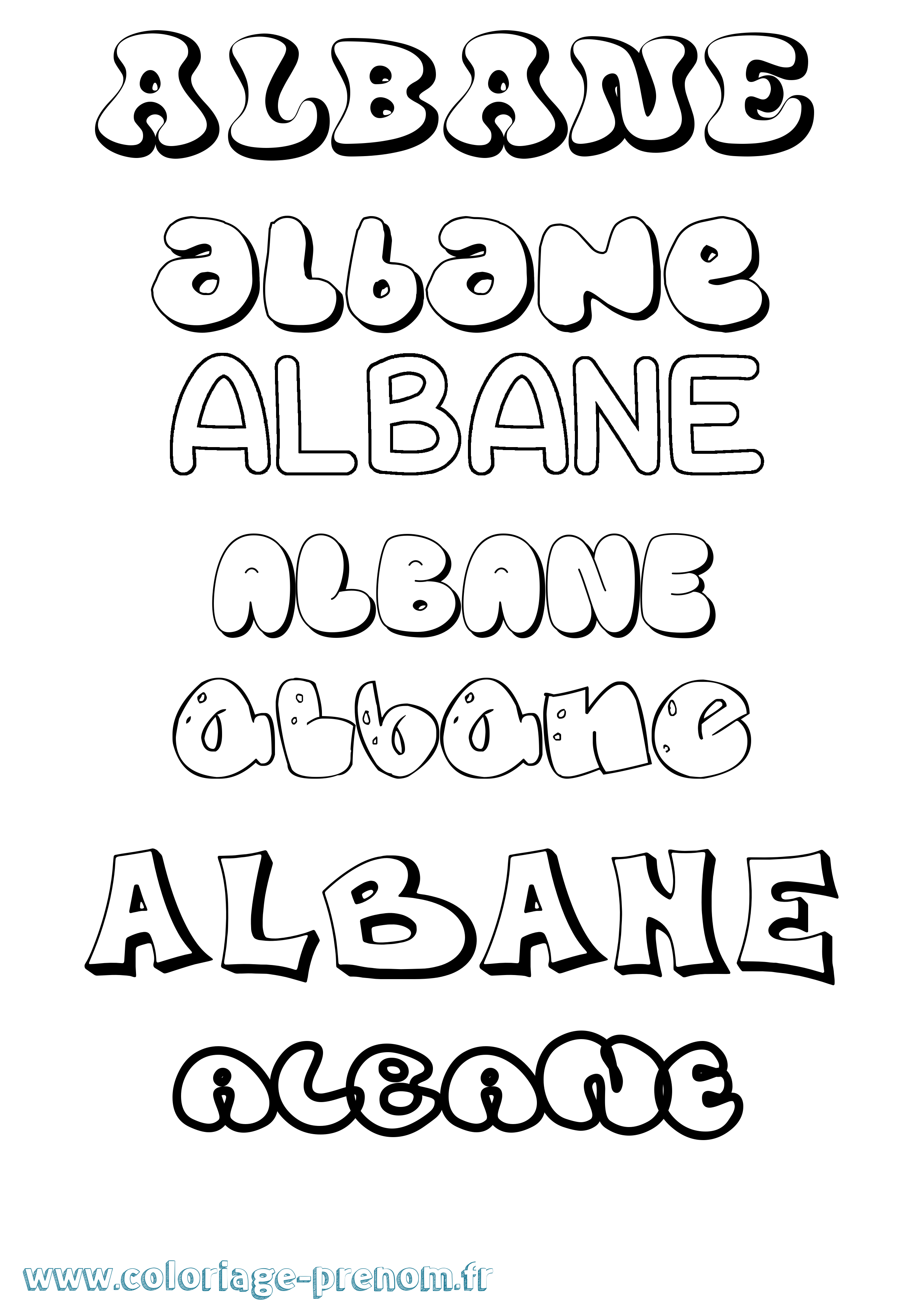 Coloriage Albane Coloriage prénom Albane