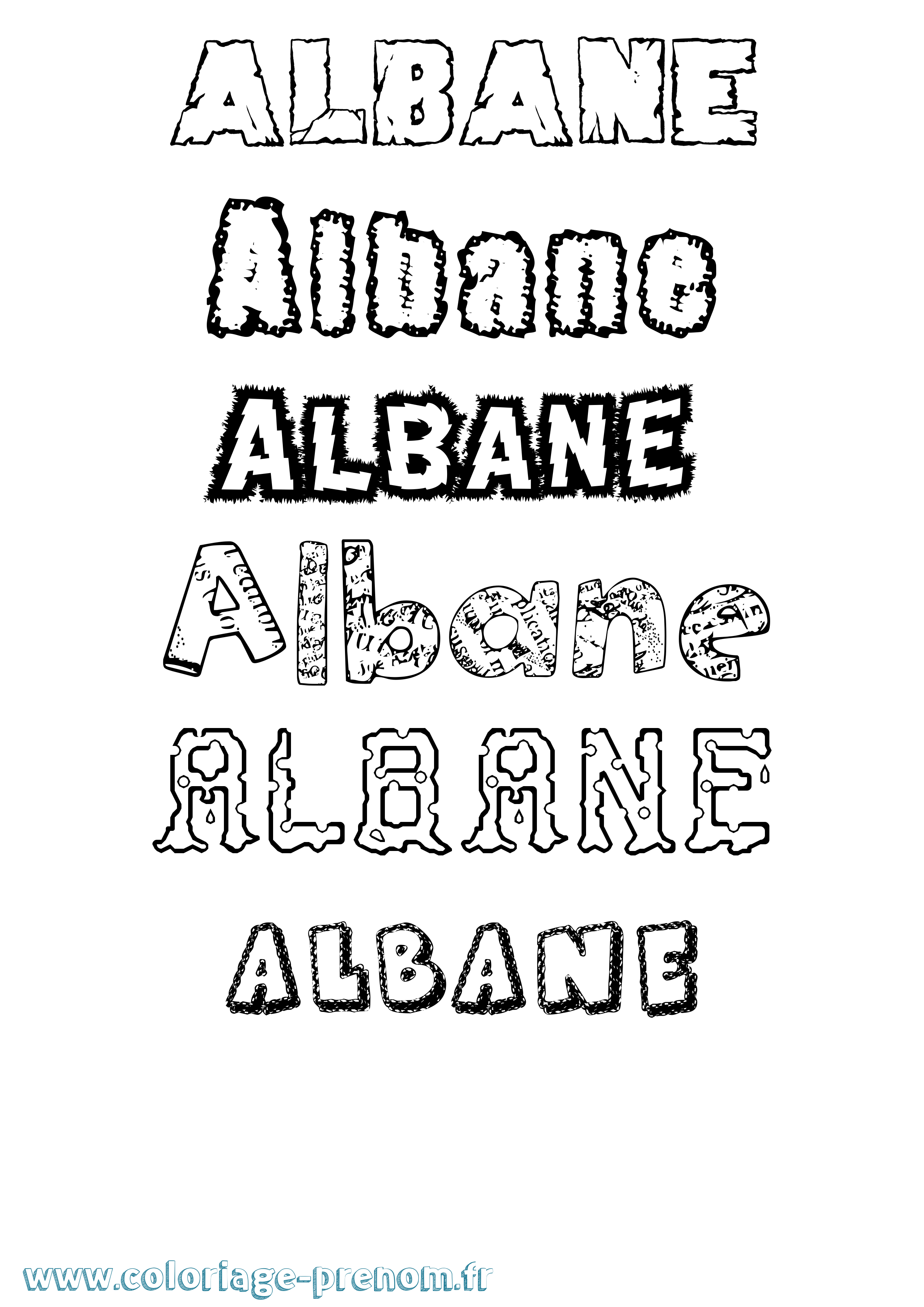 Coloriage prénom Albane