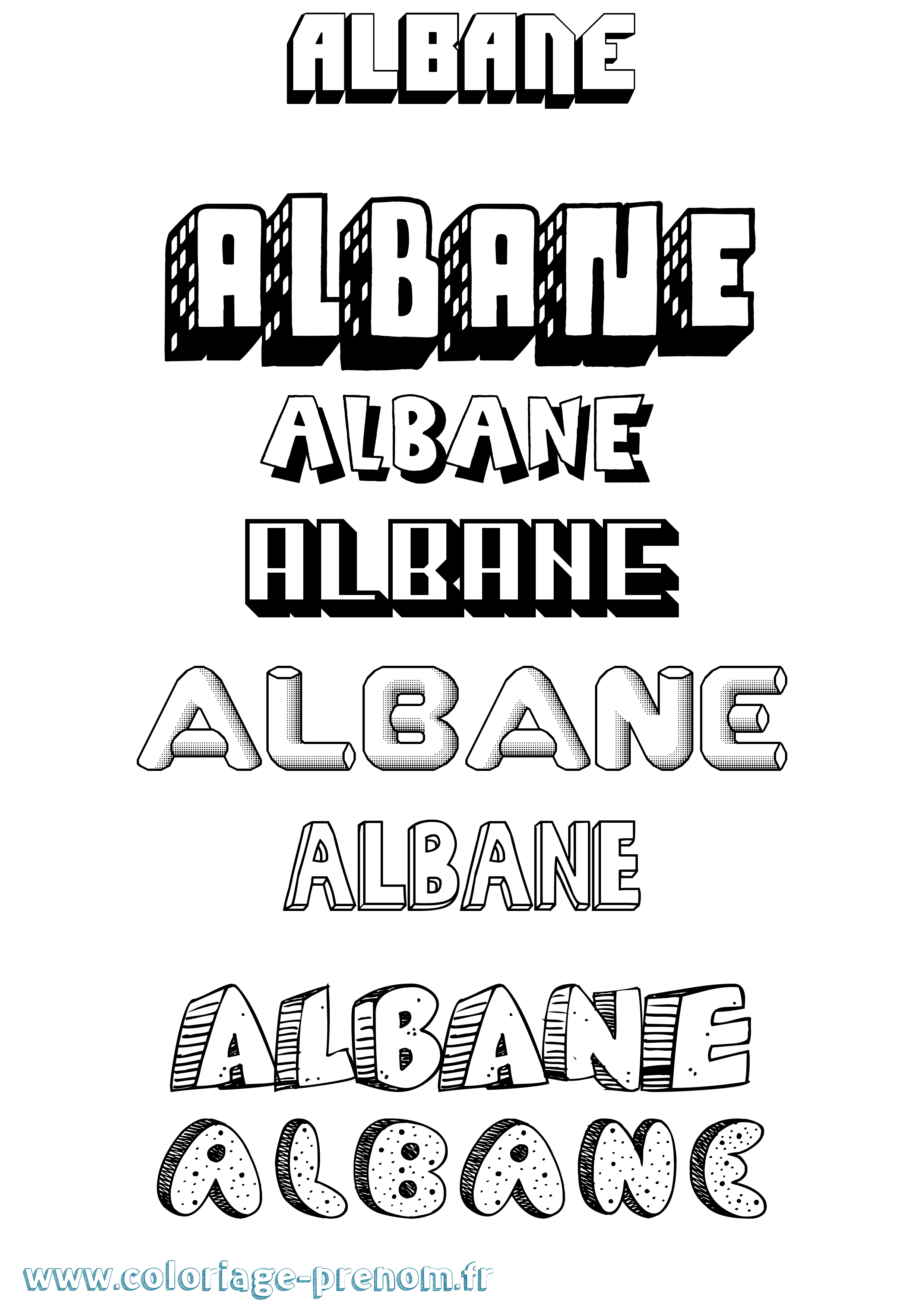 Coloriage Albane Coloriage prénom Albane