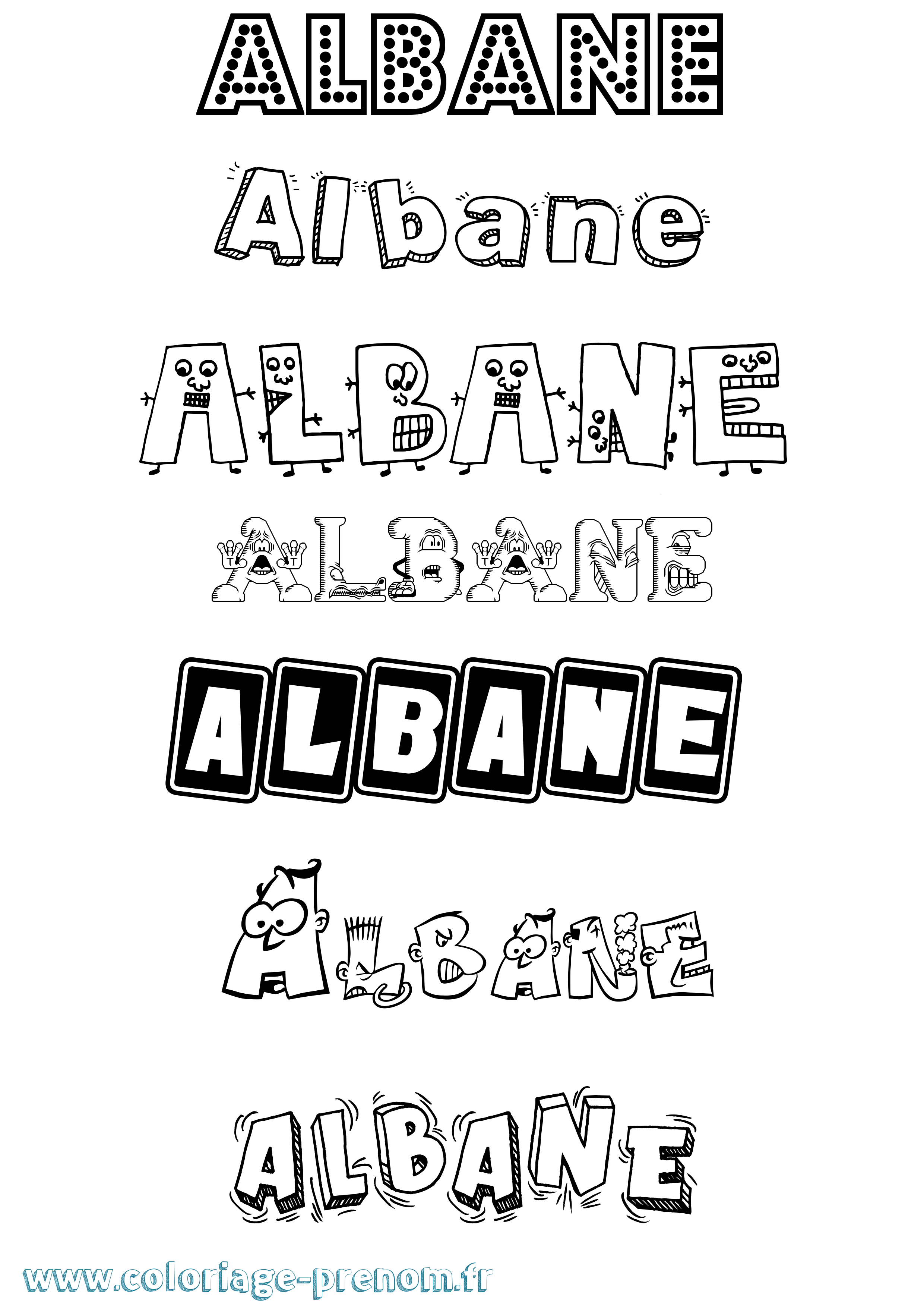 Coloriage Albane Coloriage prénom Albane