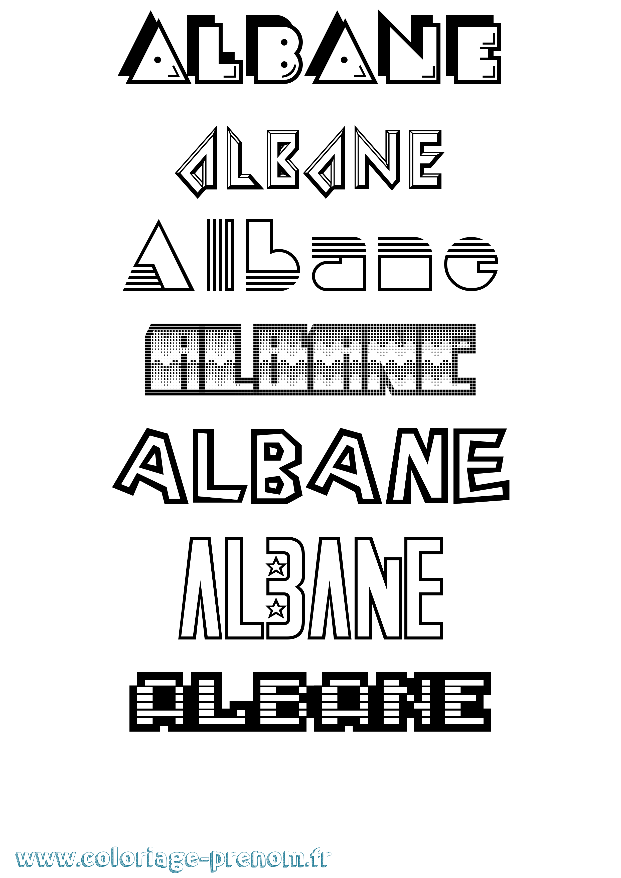 Coloriage Albane Coloriage prénom Albane