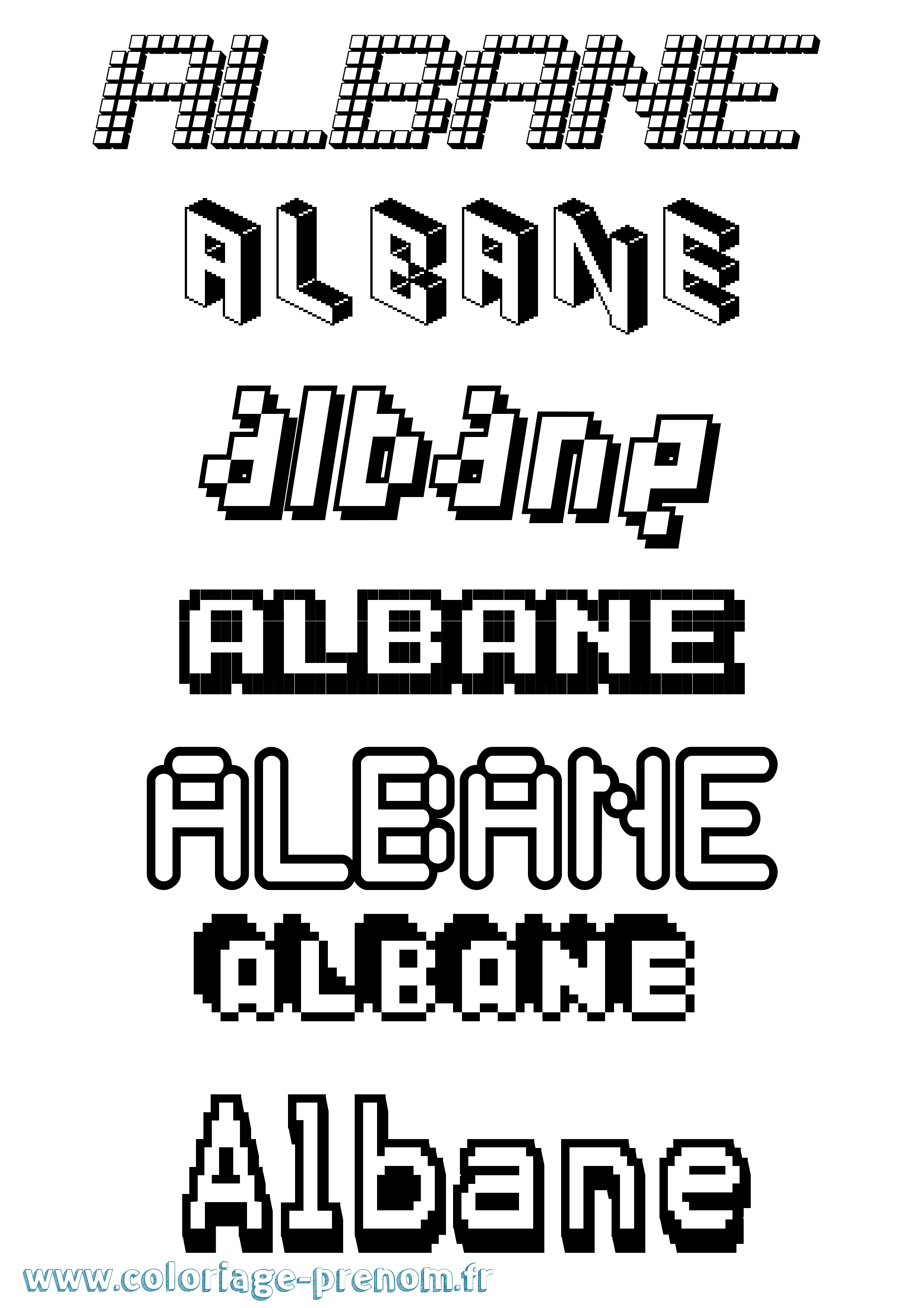 Coloriage Albane Coloriage prénom Albane