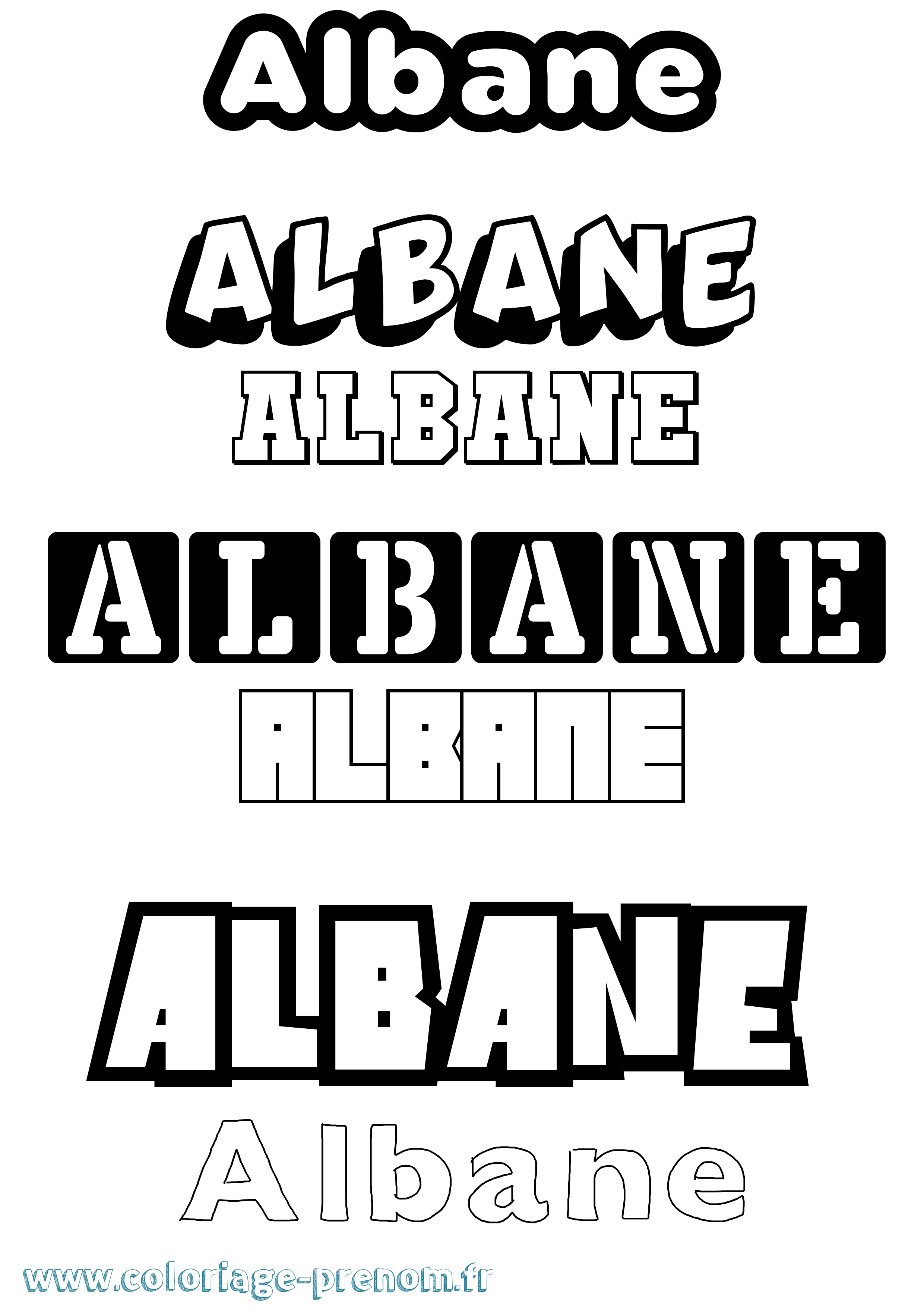 Coloriage prénom Albane
