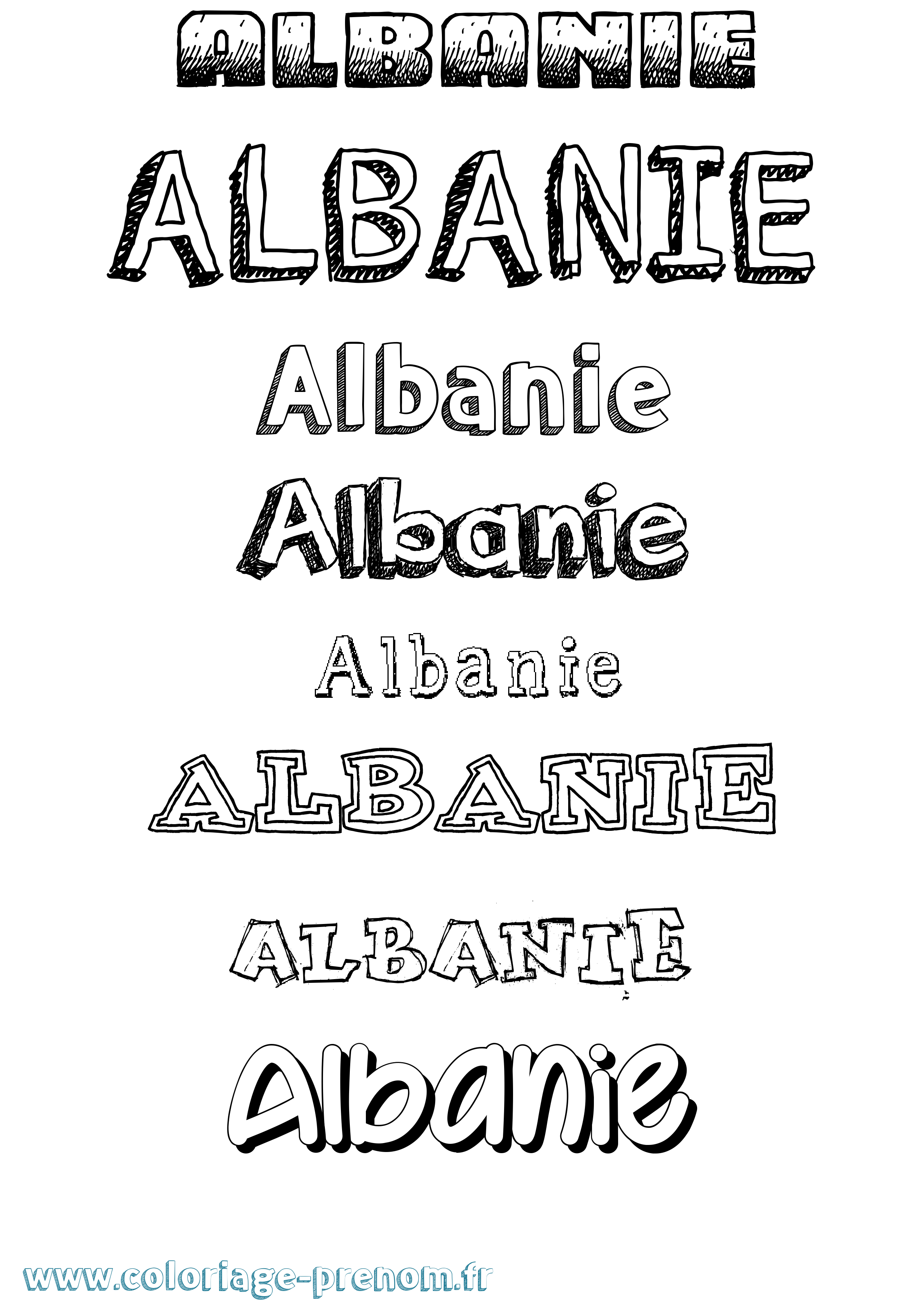 Coloriage prénom Albanie Dessiné