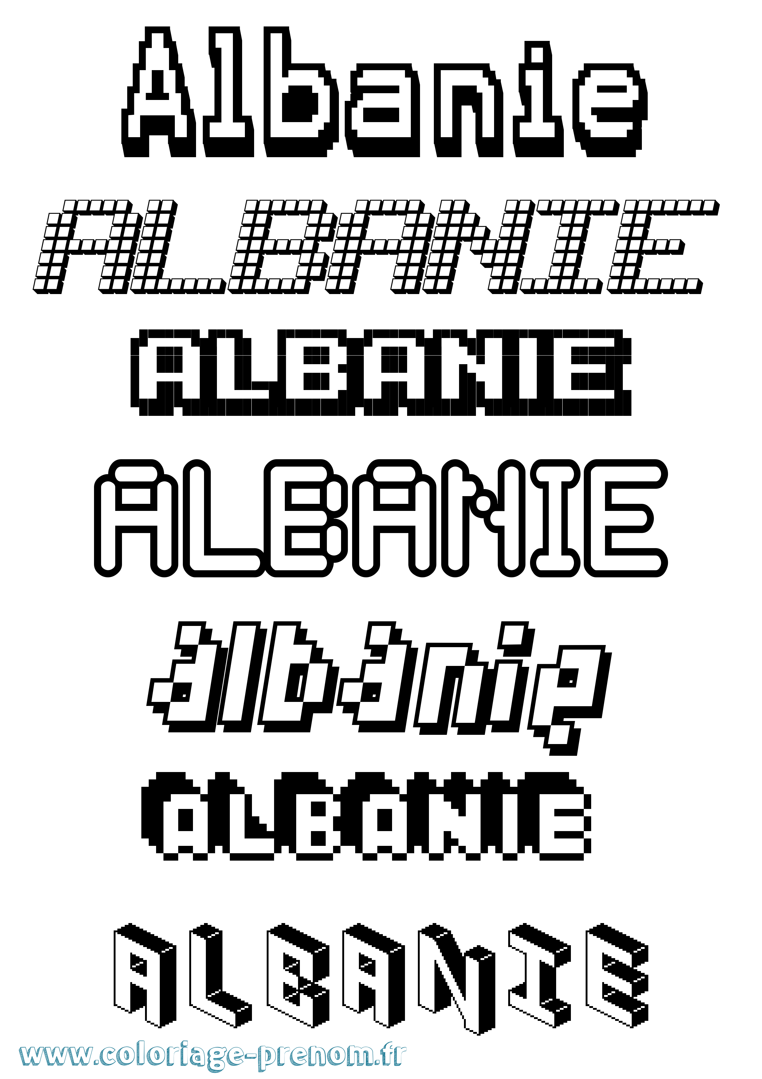 Coloriage prénom Albanie Pixel