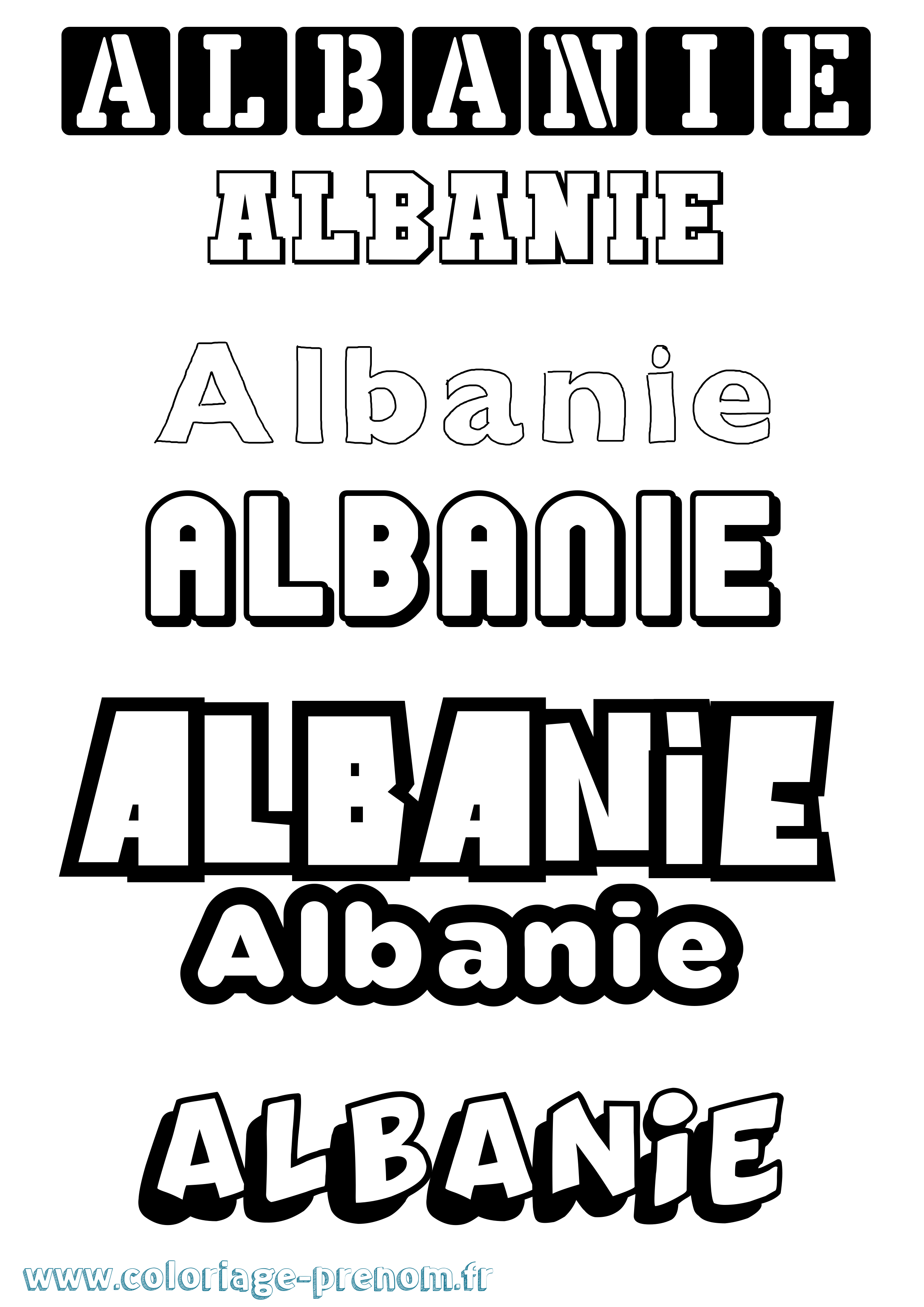 Coloriage prénom Albanie Simple