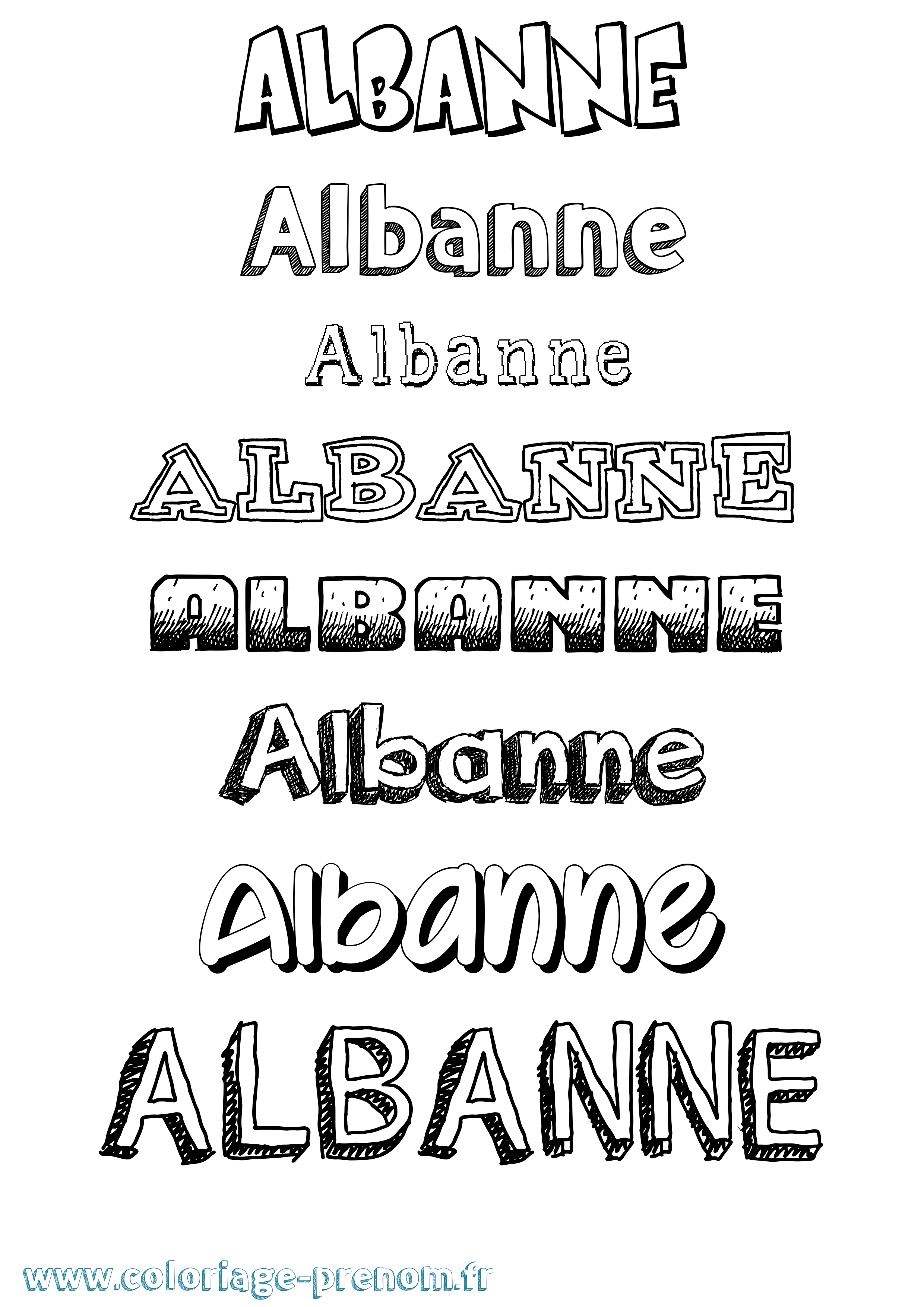 Coloriage prénom Albanne Dessiné