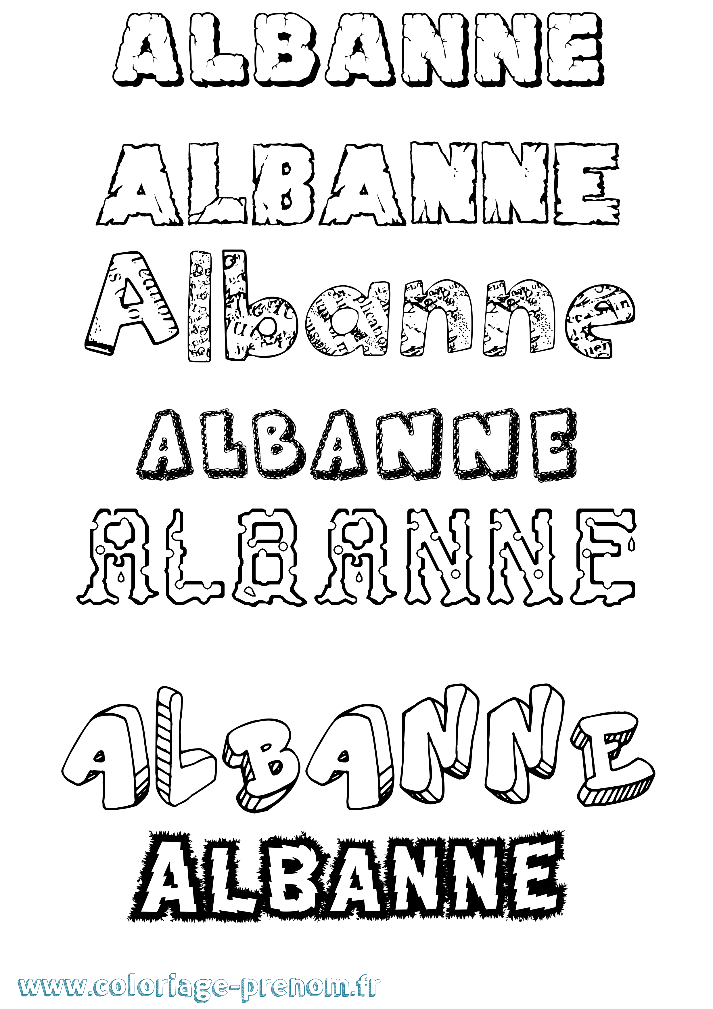 Coloriage prénom Albanne Destructuré