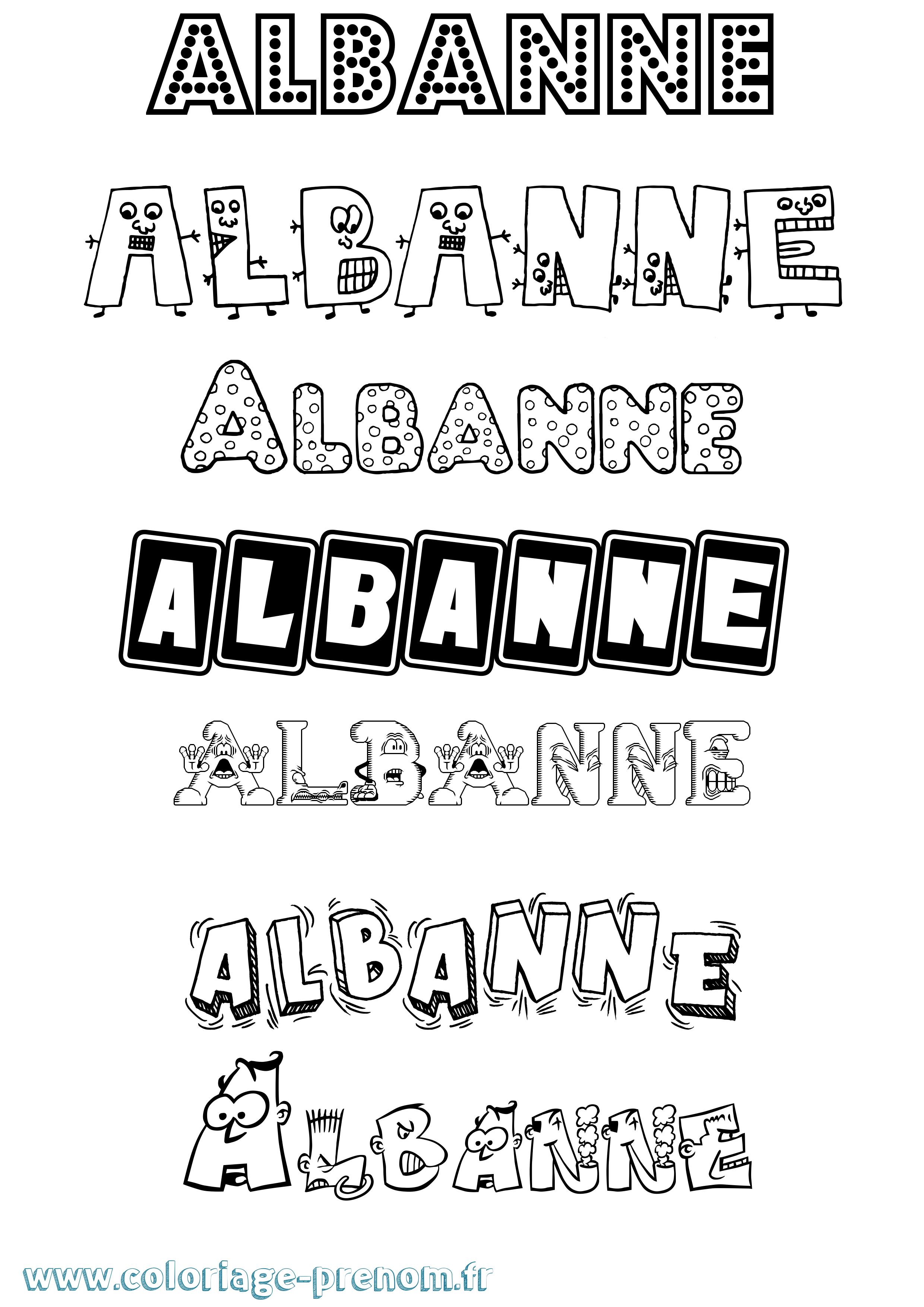 Coloriage prénom Albanne Fun