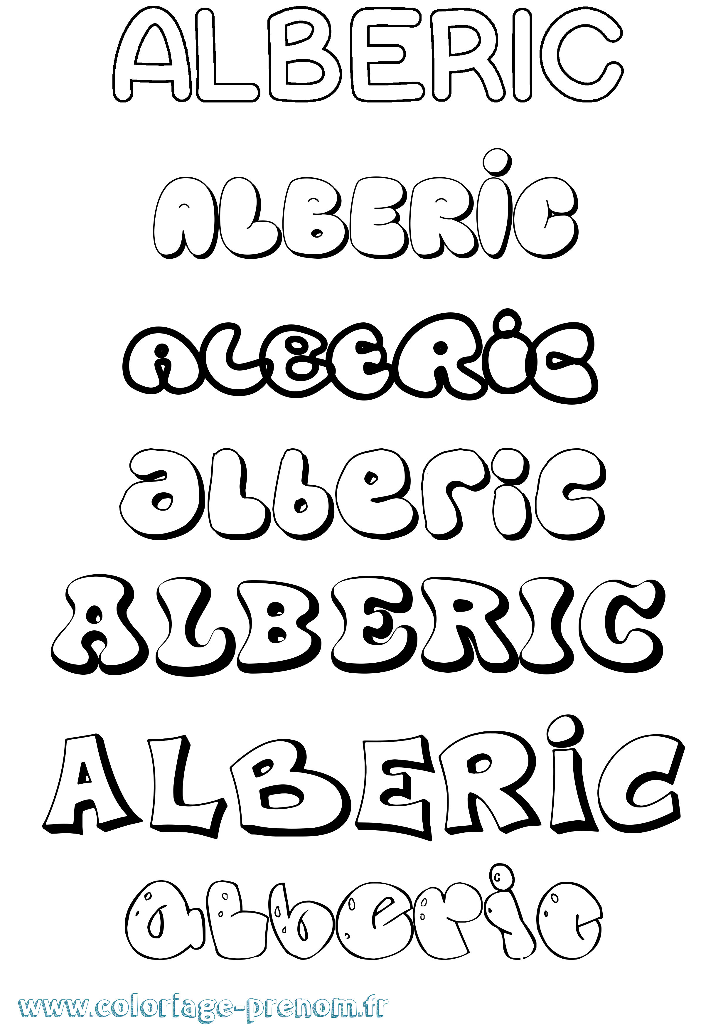Coloriage prénom Alberic Bubble