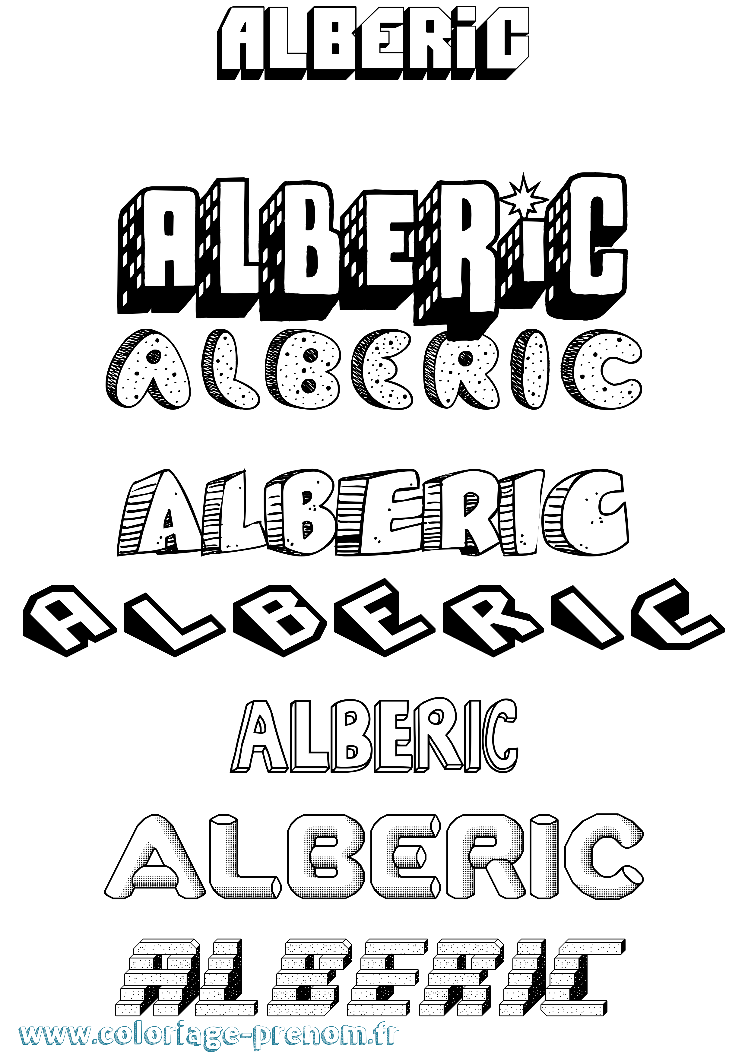 Coloriage prénom Alberic Effet 3D