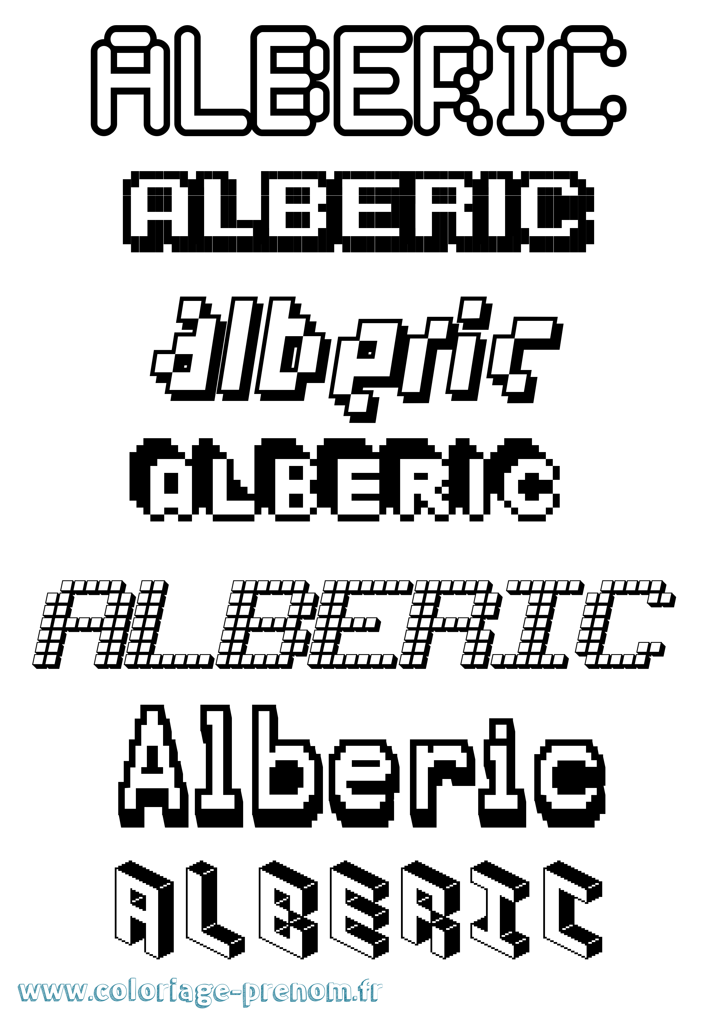 Coloriage prénom Alberic Pixel