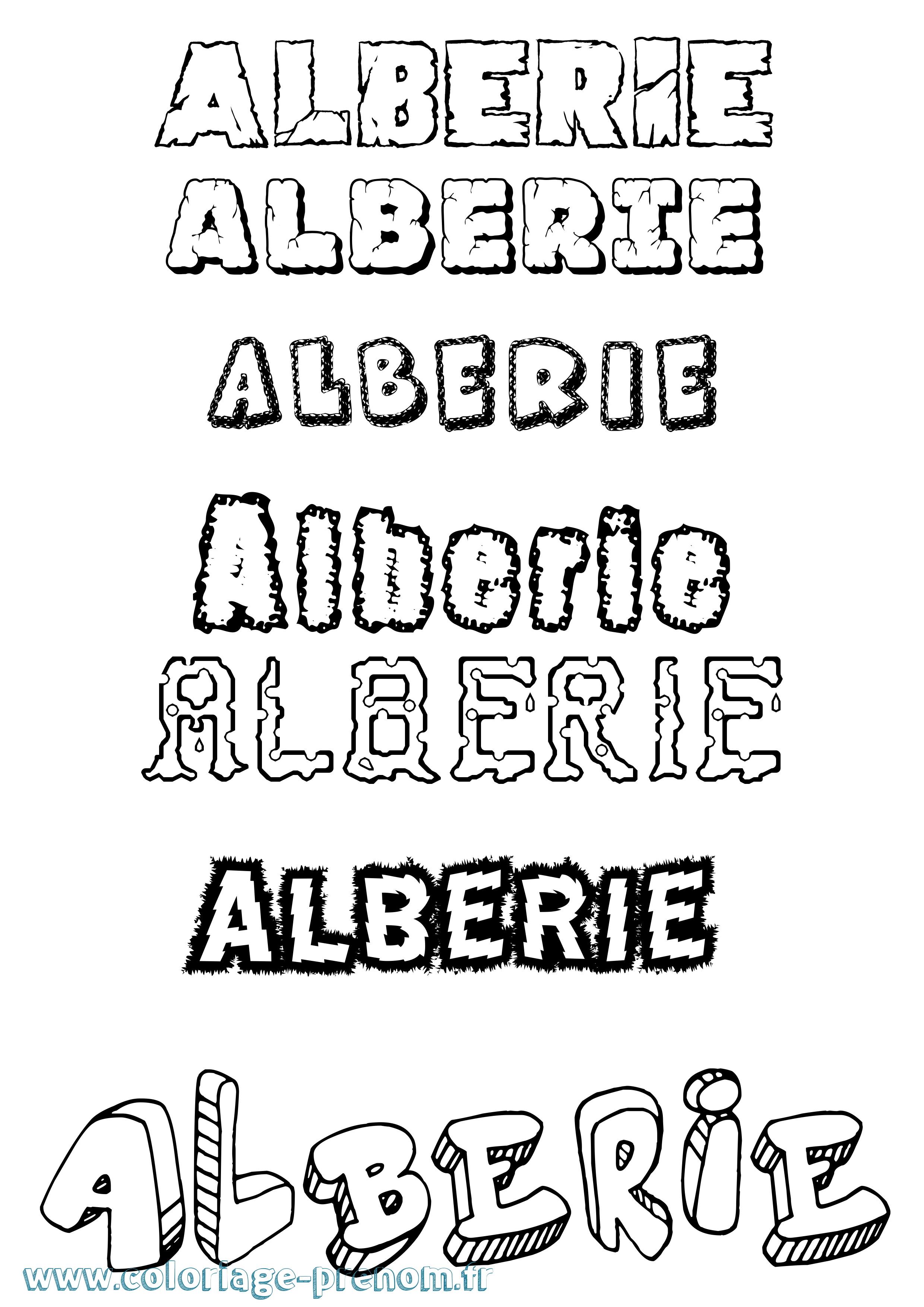 Coloriage prénom Alberie Destructuré